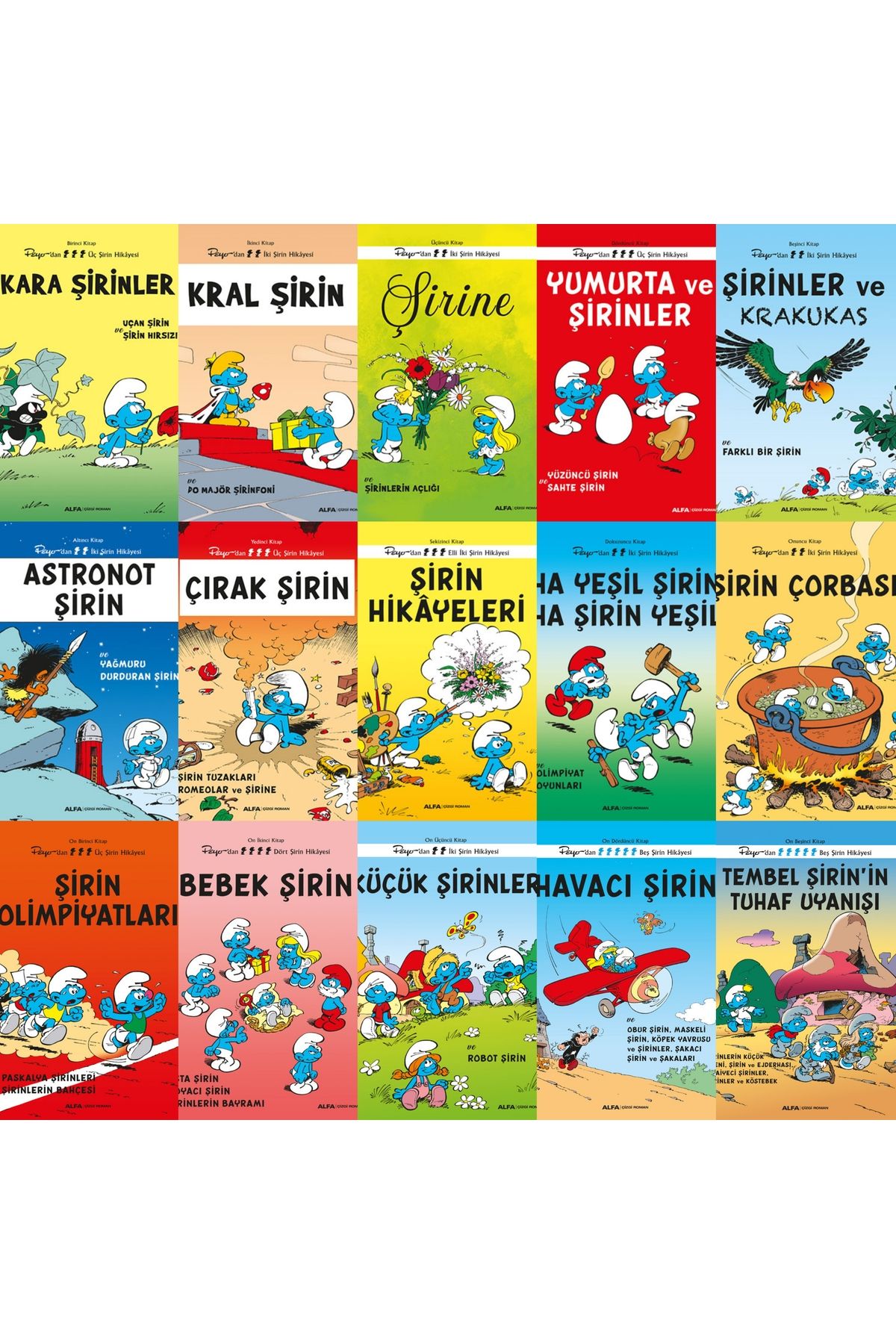 Alfa Yayınları Şirinler 15 Ciltlik Çizgi Roman Seti