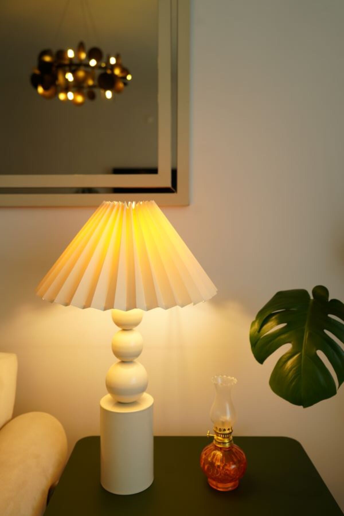 retro home design Üç Top Krem Ayaklı Umbrella Model Kumaş Şapkalı Dekoratif Yatak Odası Salon Abajur