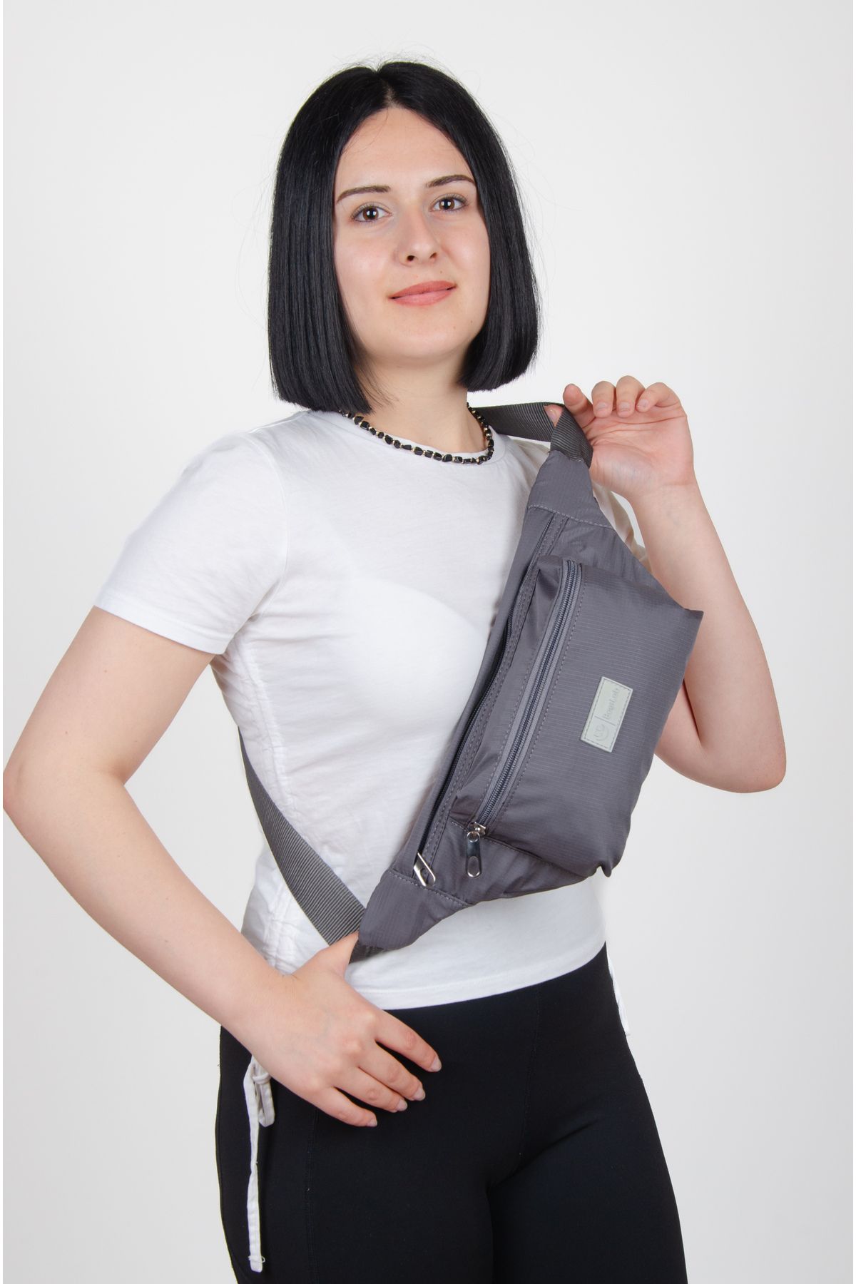 KAFF Gri Suya Dayanıklı Kumaş Unisex Bodybag Çapraz Omuz Çantası -1045