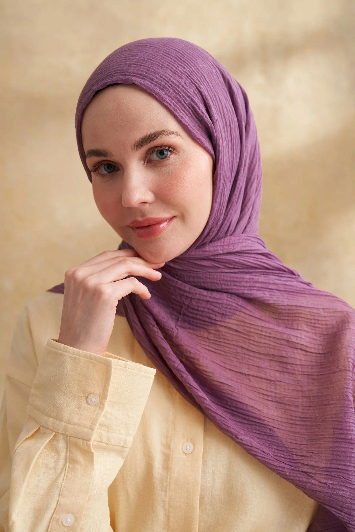 ARMANDA Müslin Yaprak Desen Şal 3351-186 Leylak