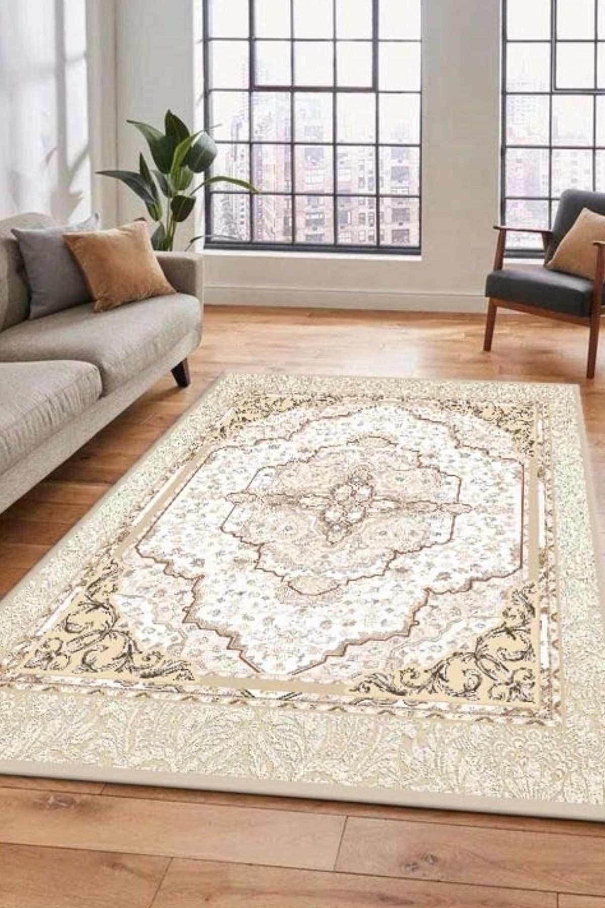 DERAS HOME Dijital Baskı Yıkanabilir Kaymaz Taban Salon Halısı Yolluk