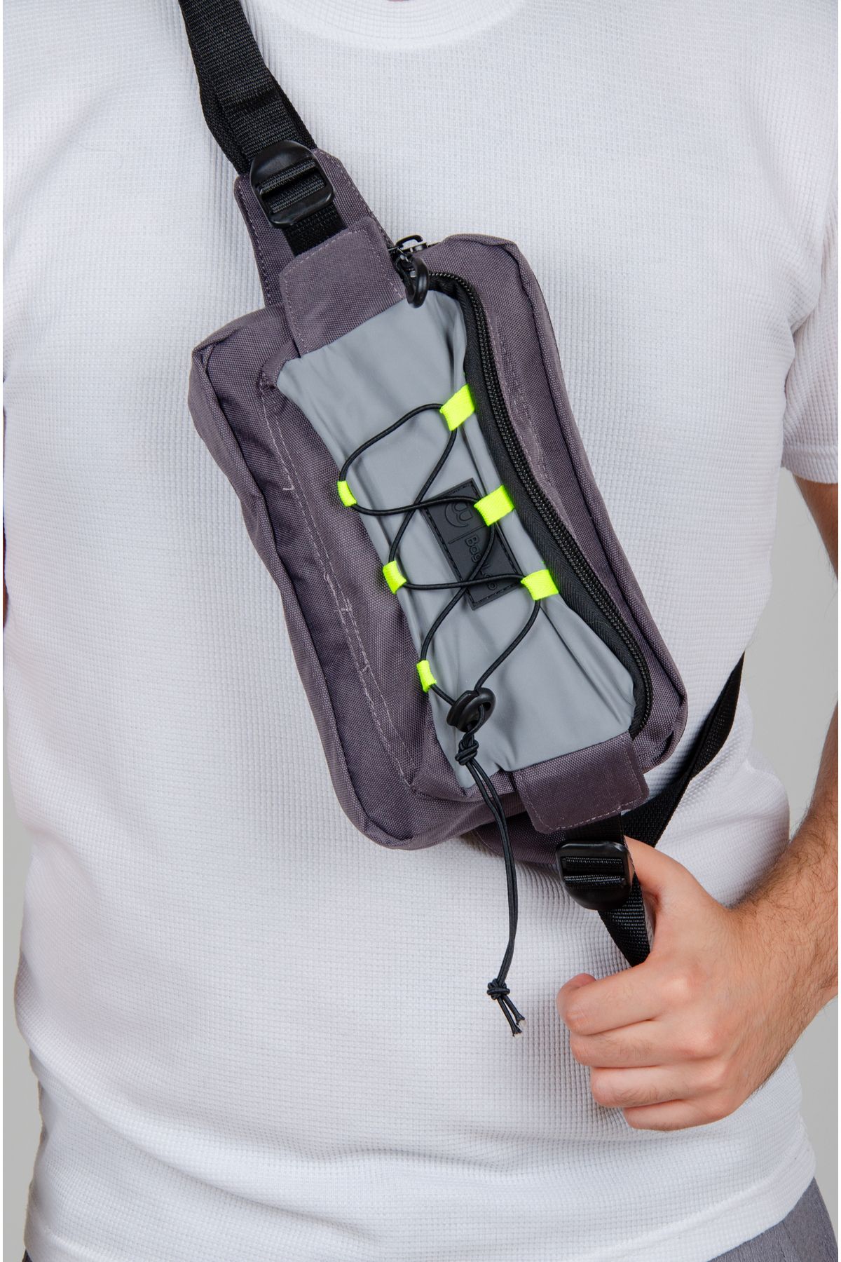 KAFF Gri Suya Dayanıklı Kumaş Reflektör Detaylı Bodybag Çapraz Omuz Çantası -1047
