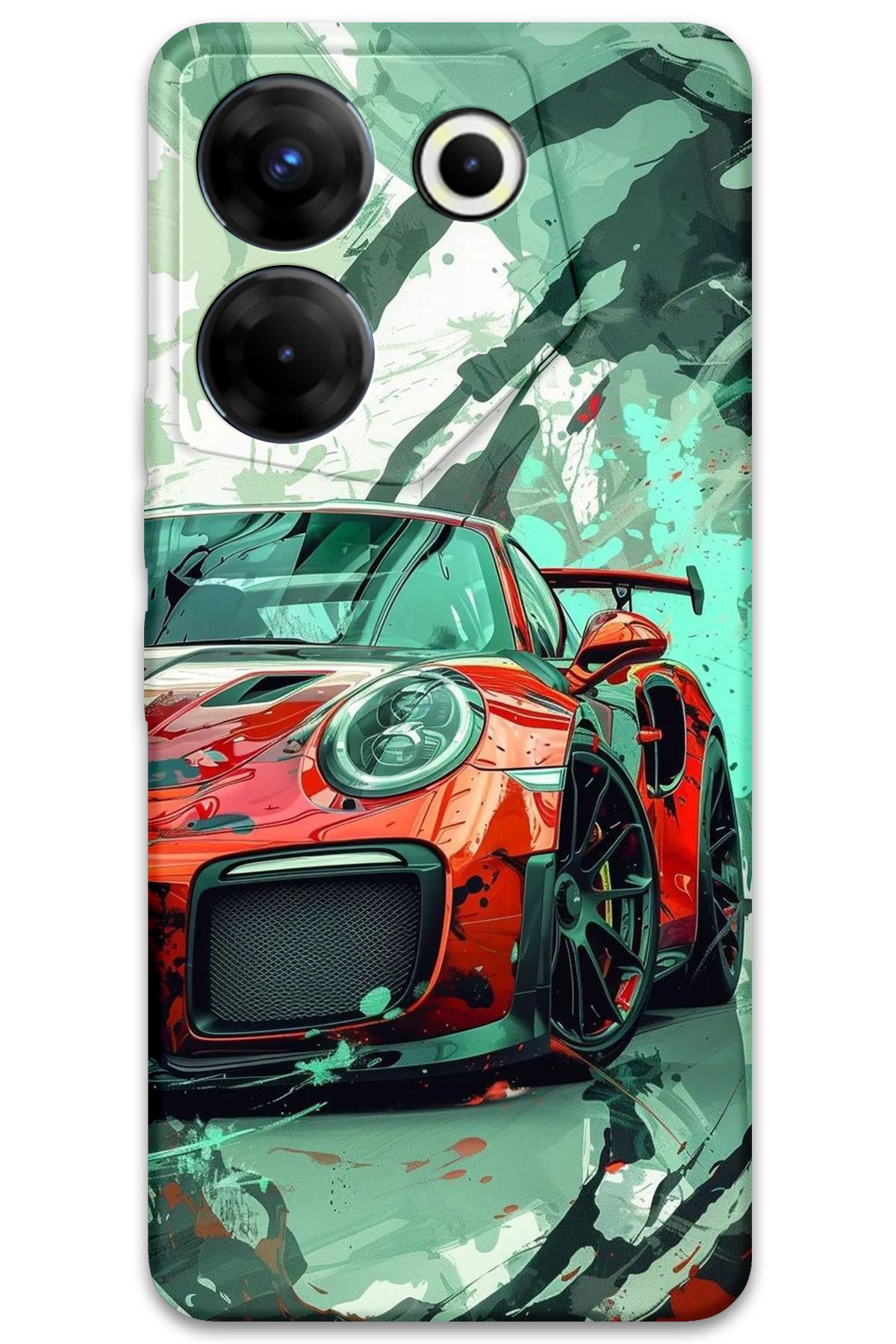 Gramaphone Tecno Camon 20 Pro 4G Uyumlu Araba Desenli Telefon Kılıfı + Ekran Koruyucu - 5765