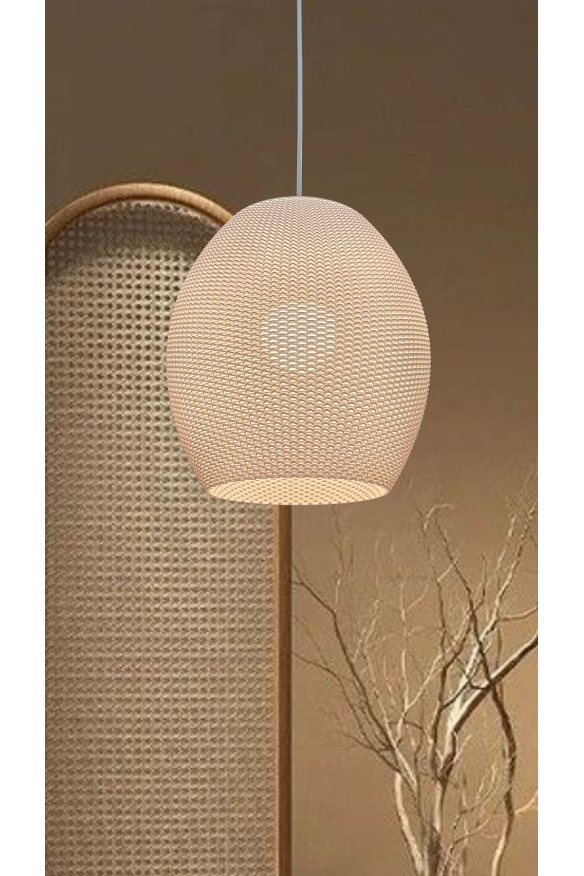 decory Nebula Beyaz Mesh dokulu avize, Pinterest Tarzı Özel Tasarım Tekli Sarkıt Avize (Bioplastik) E27