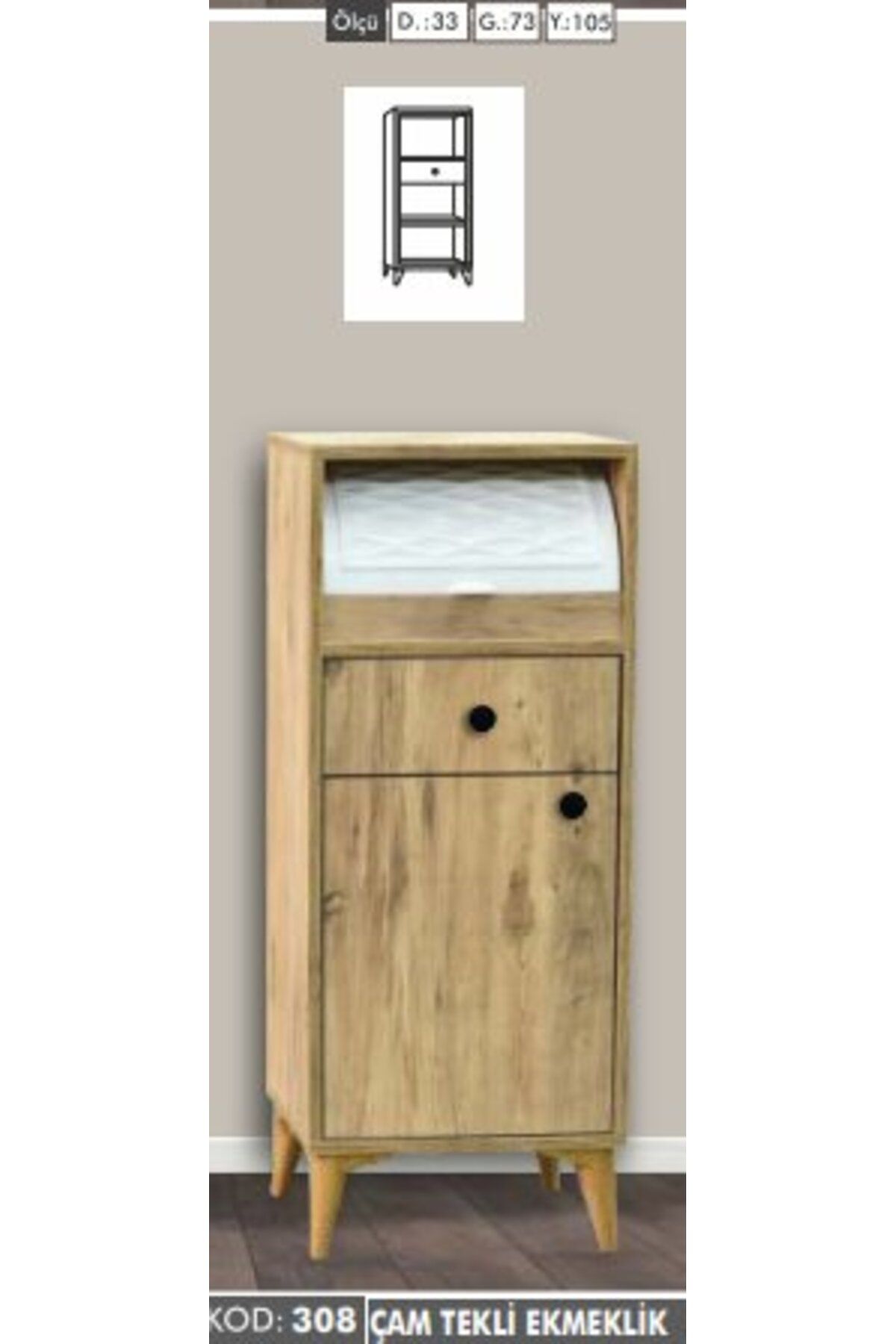 Yuvaset Home 1 Kapılı 1 Çekmeceli Çam Ekmeklik
