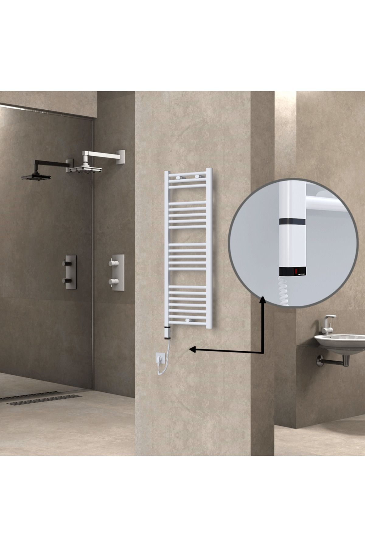 Radiva HAITI Elektirikli Havlupan 400x1100 Düz Beyaz (OneD OnOff ) Sol 300W