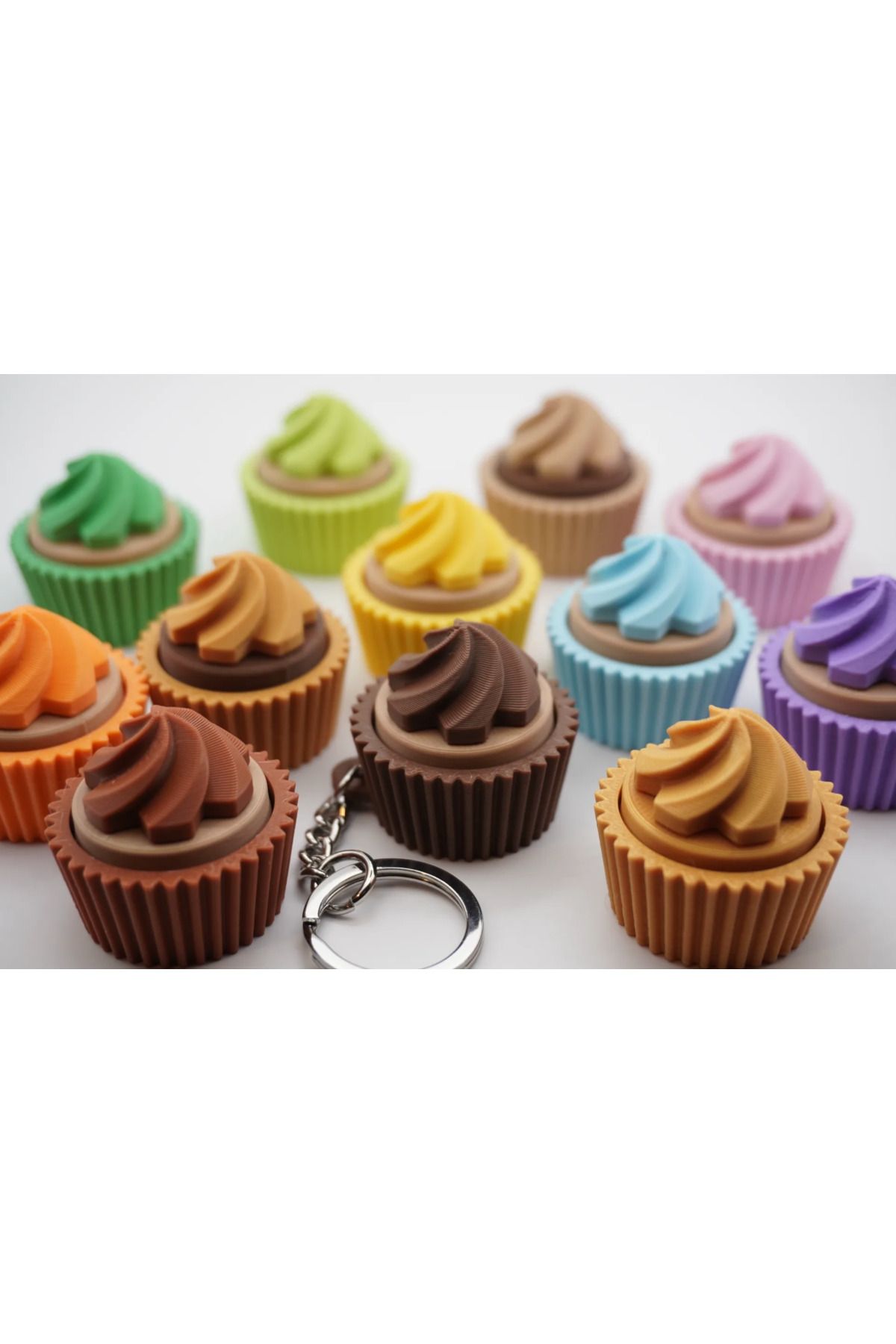 FLEXİ LAB CREATİVE Cliker’s 3D Cupcake Anahtarlık – Basmalı Fidget Oyuncak & Dekoratif Obje
