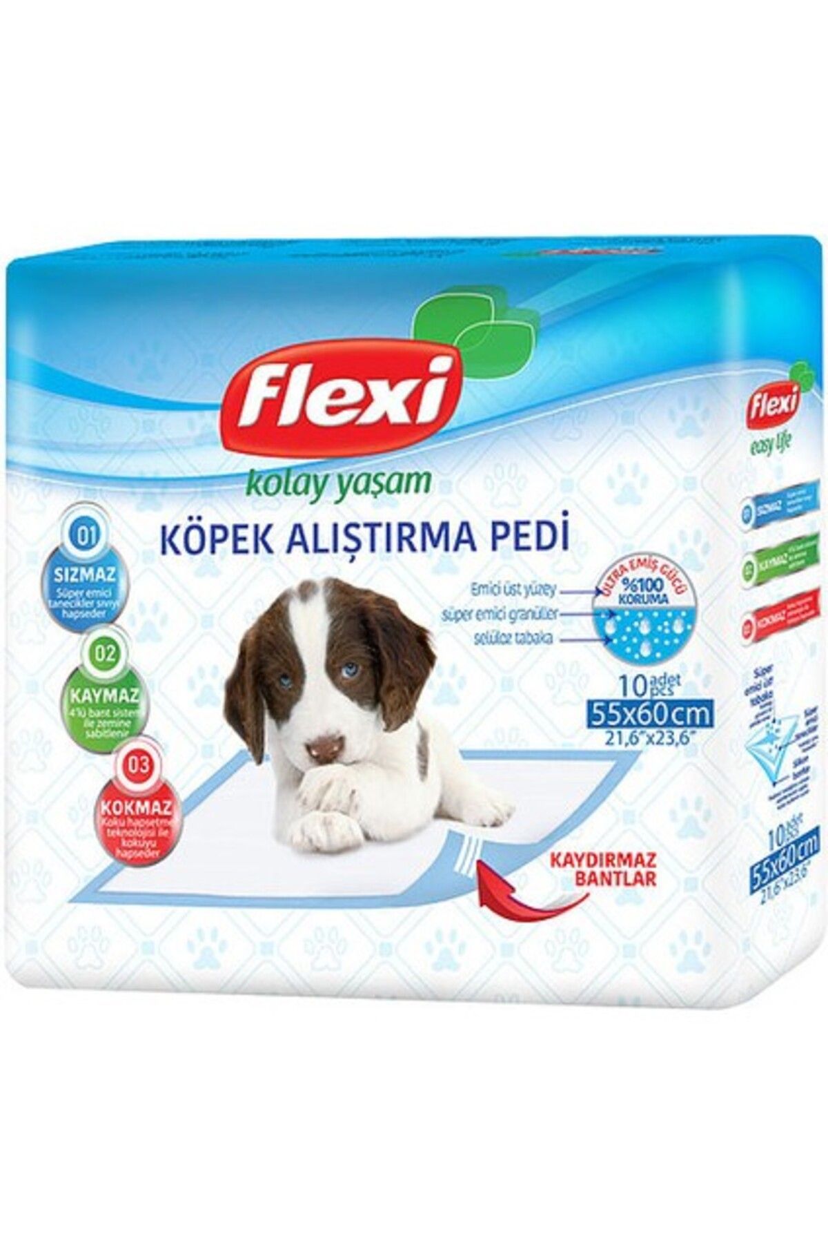 Flexi Eğitim Çiş Pedi 55 x 60 Kaydırmaz Bantlı 10 Lu x 5 Adet