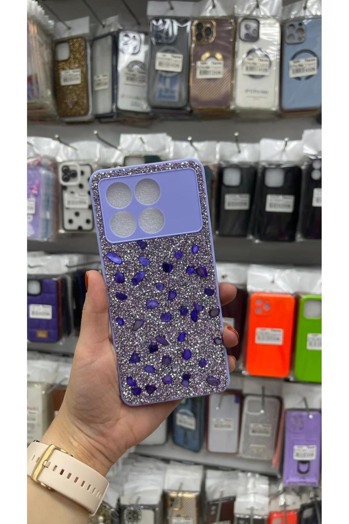 TECNOTREND Xiaomi Poco X6 Pro Kılıf Parlak Taşlı Tasarım Pırlanta Kapak