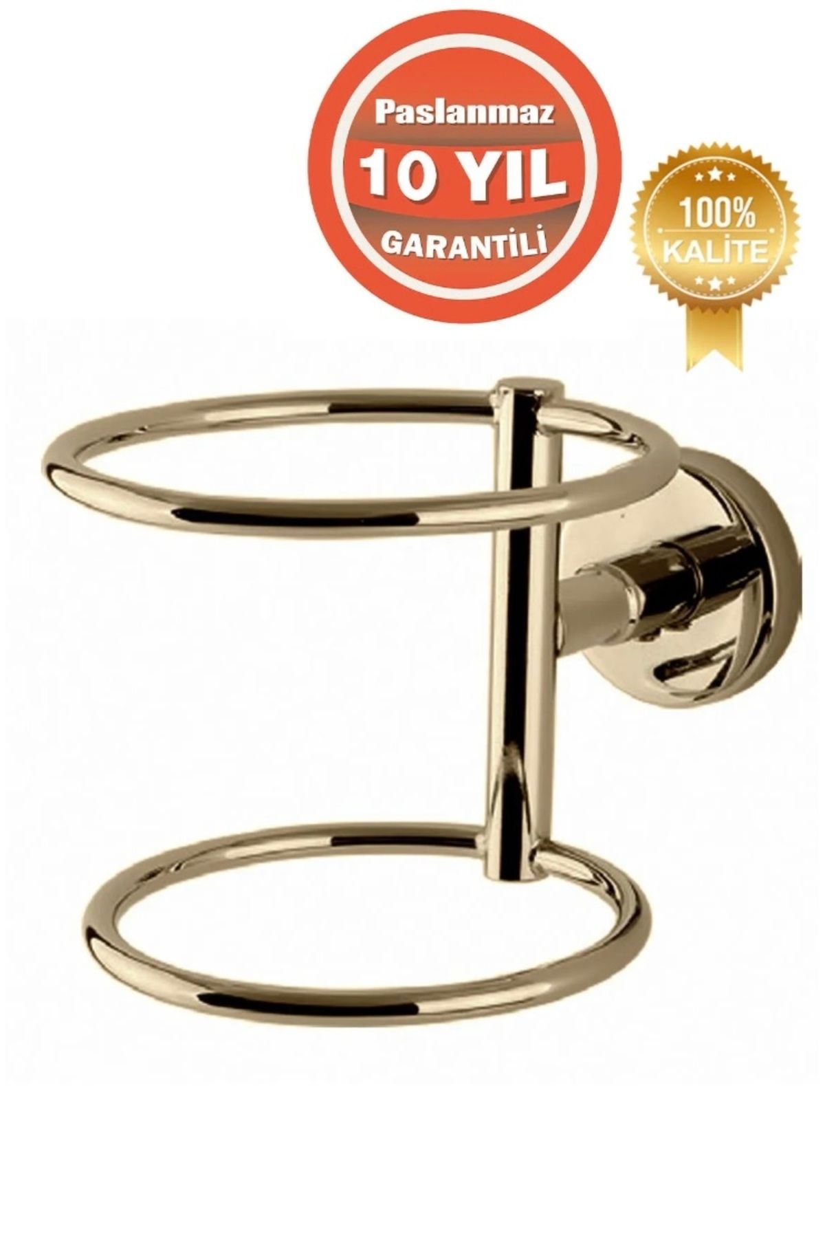 ÇELİK BANYO Paslanmaz Pirinç Fön Askısı Saç Kurutma Makinası Tutacı Altın Gold