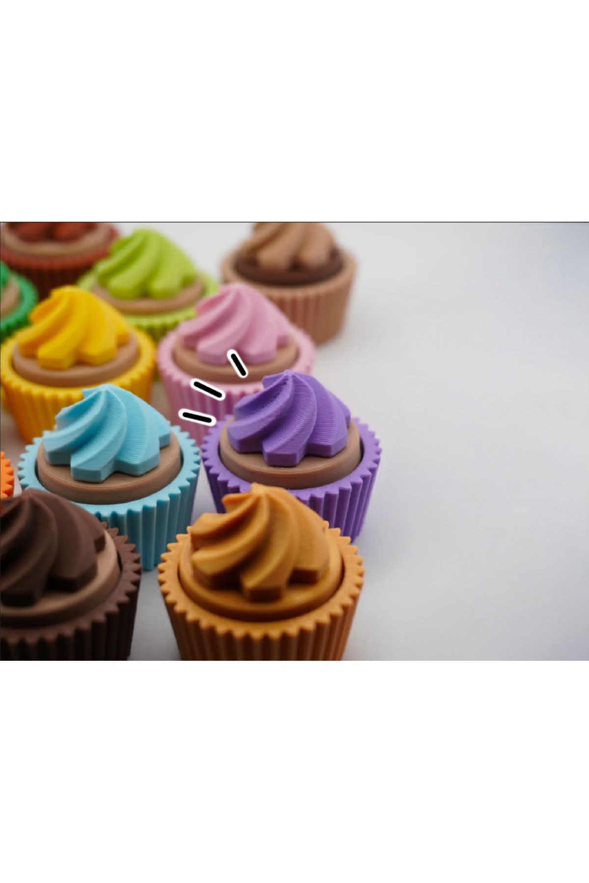 FLEXİ LAB CREATİVE Cliker’s 3D Cupcake Anahtarlık – Basmalı Fidget Oyuncak & Dekoratif Obje