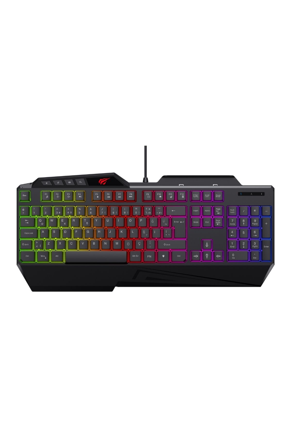 Havit Gamenote KB488L RGB Aydınlatmalı Oyuncu Klavyesi - Telefon Tutuculu - Türkçe Q