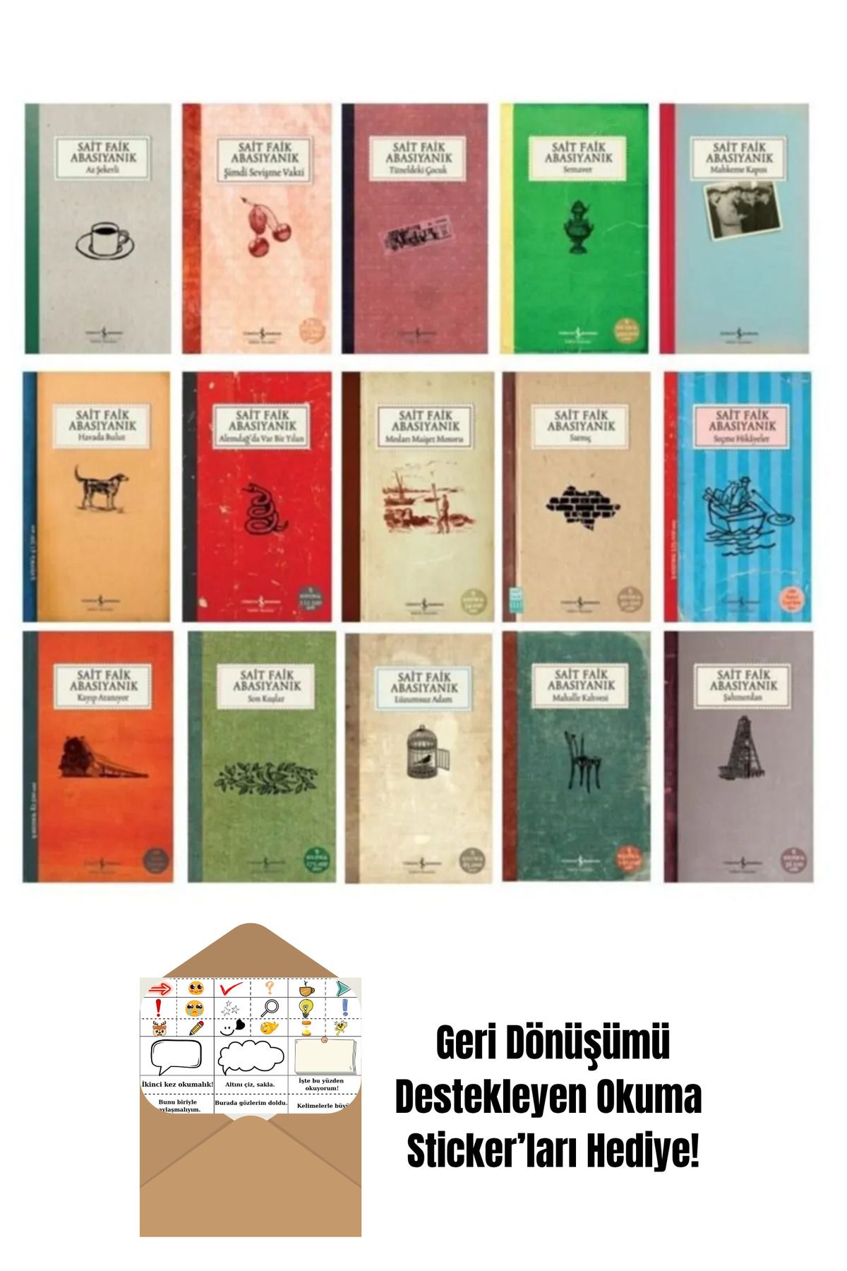 TÜRKİYE İŞ BANKASI KÜLTÜR YAYINLARI Sait Faik Abasıyanık Set 15 Kitap + Okuma Sticker'ları