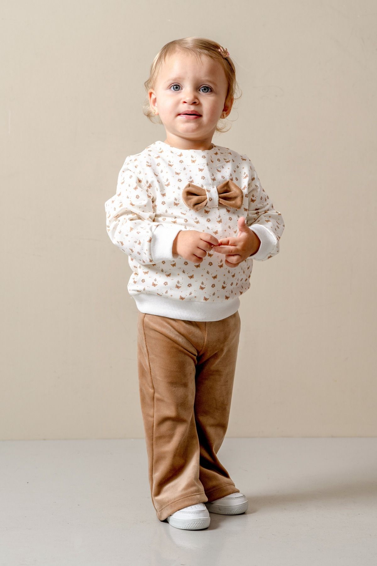 JNF kids KADİFE SWEETŞÖRT İKİLİ KIZ BEBEK TAKIM
