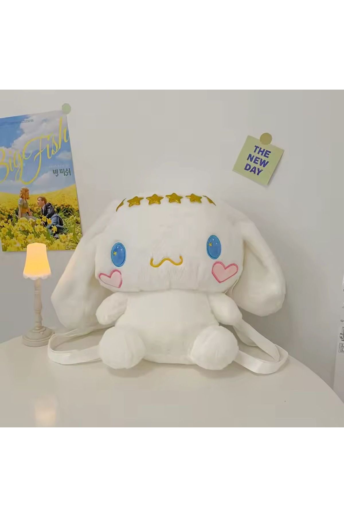 Otantik Home Karikatür Figürlü Peluş Sırt Çantas Beyaz