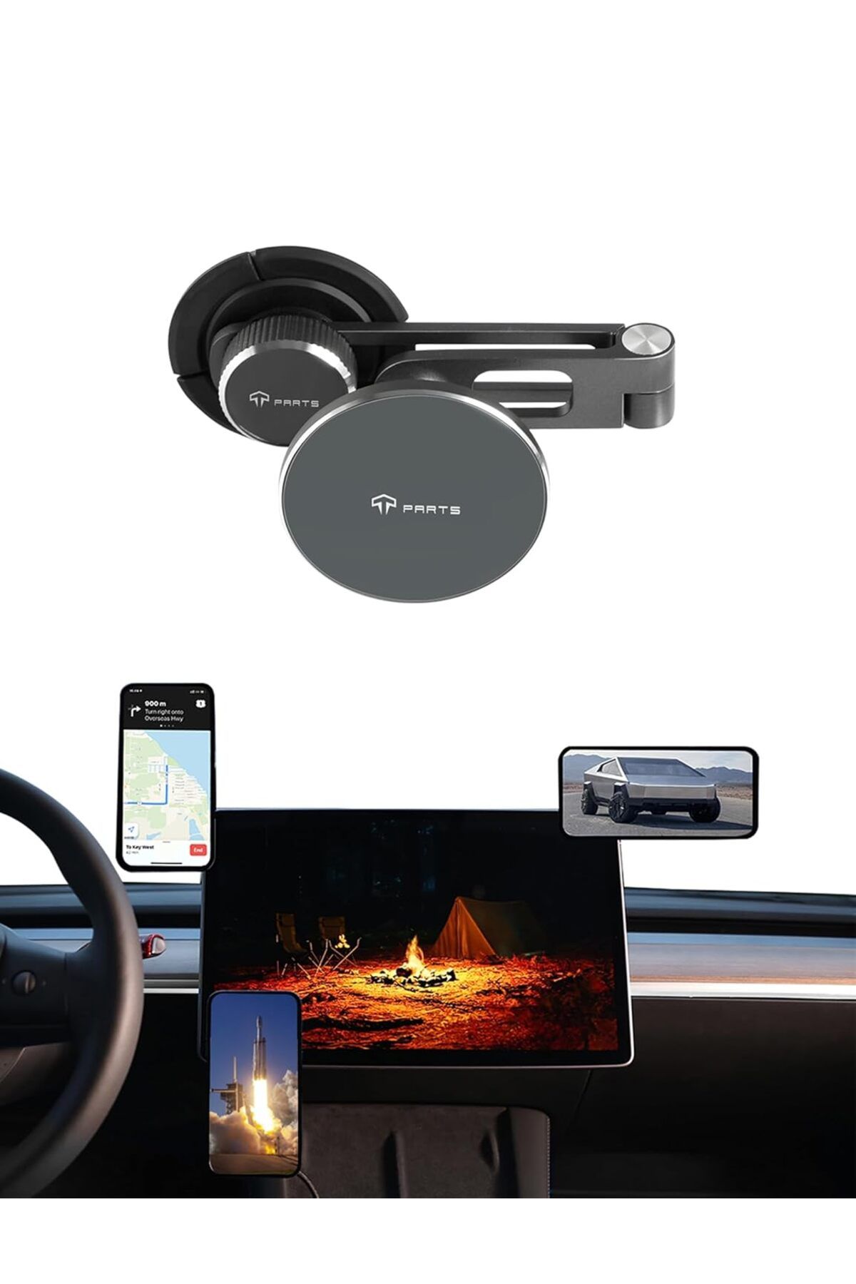 GÜMRÜK BEY Katlanabilir Manyetik Telefon Tutucu Tesla Model 3 / Y için Gizli Tasarım Mag Safe Kılıflarla Uyumlu