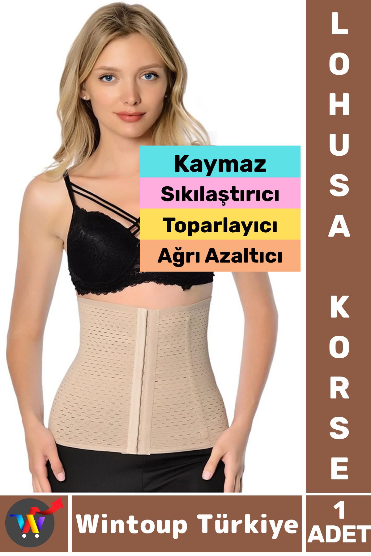 Wintoup Premium Kaymaz Karın Bel Sıkılaştıran Toparlayan Ağrı Azaltan Hamile Doğum Sonrası LOHUSA KORSE