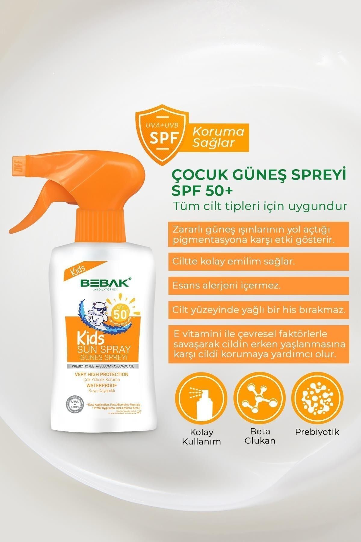 Bebak 50 Spf Uva / Uvb Işınlarına Karşı Yüksek Koruma Etkili Çocuk Güneş Kremi/spreyi 175 ml fotoğrafı 2 (önizleme)