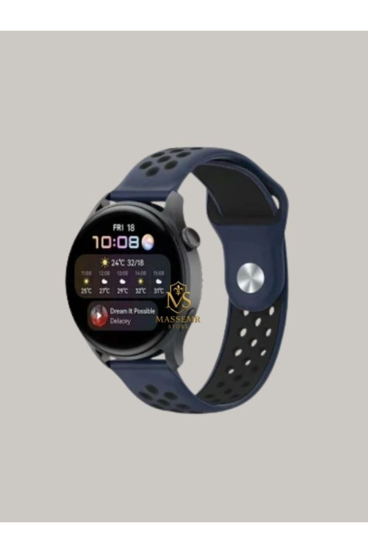Massemr samsung Galaxy Watch 4 44mm Uyumlu Spor Tasarım 22mm Delikli Silikon Kordon