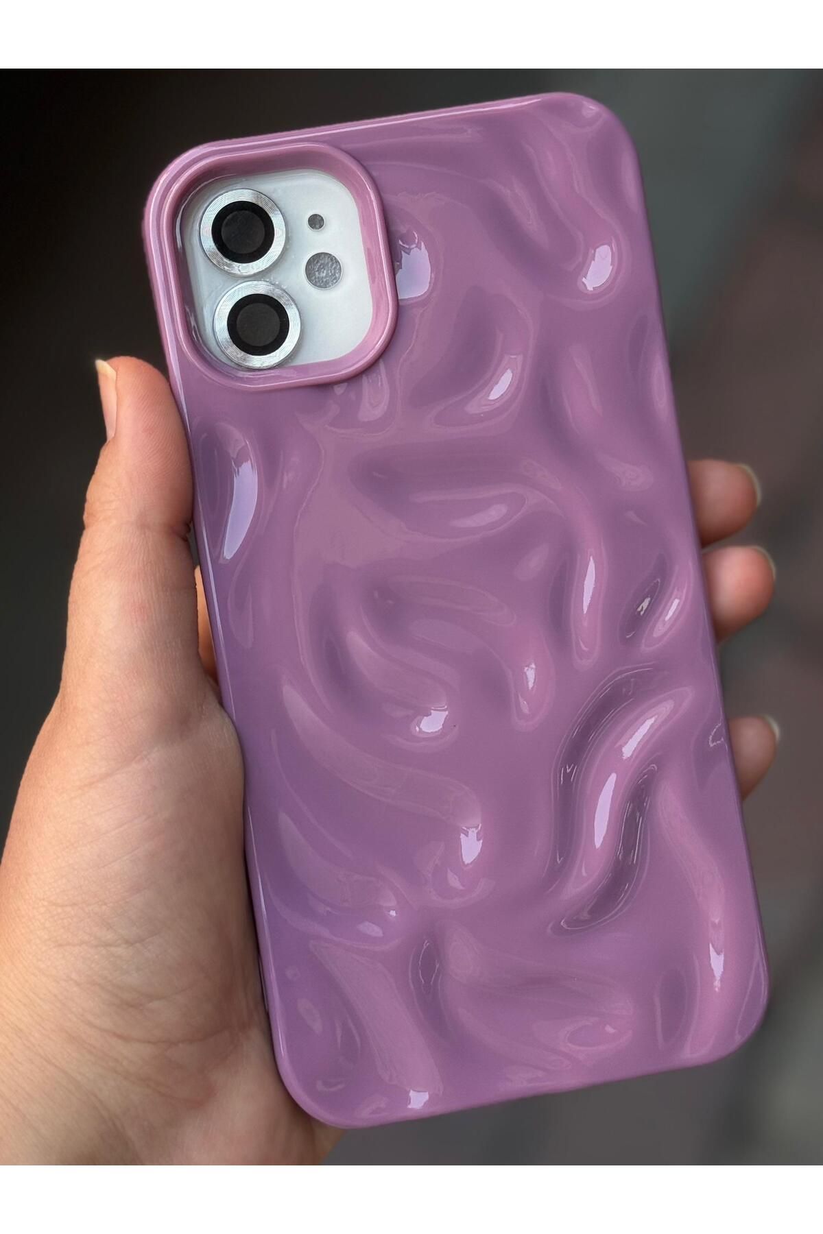 Caseji Iphone 11 Uyumlu Arkası 3D Çıkıntılı Dalgalı Parlak WAVE Kılıf