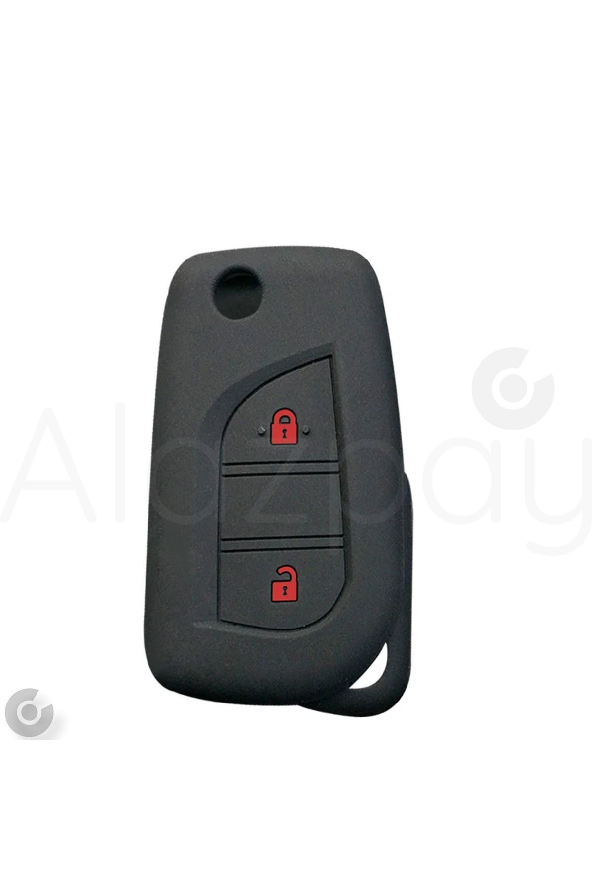 Alazpay Toyota Yaris CH-R Slikon Anahtar Kılıfı (Siyah Kırmızı - 1 Adet)