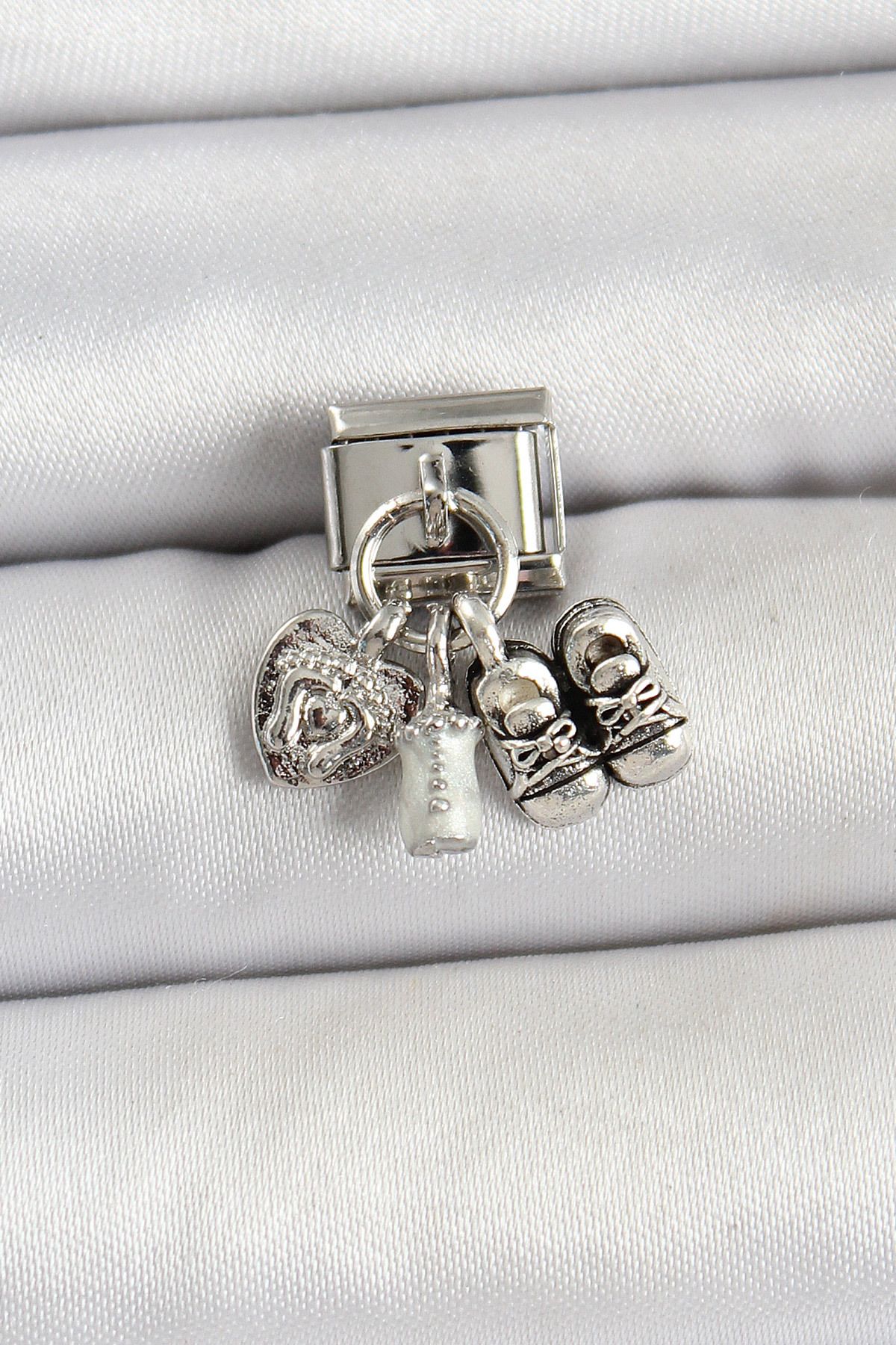 MR RZN STORE 316L Çelik Gümüş Renk Bebek Konsept Nomination Charm