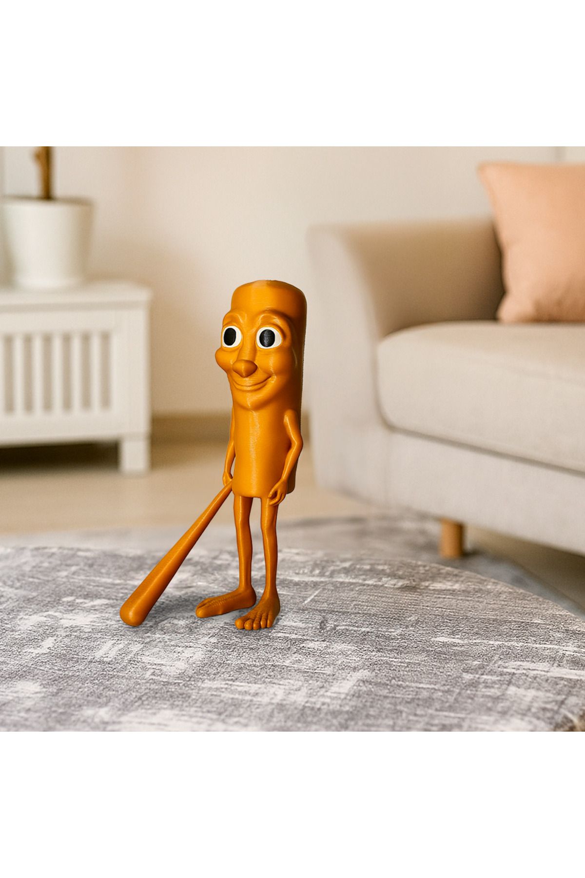 FLEXİ LAB CREATİVE Tung Tung Sahur Figür – 12 cm Mizahi 3D Baskı Dekoratif Obje | Masa Üstü ve Raf Süsü