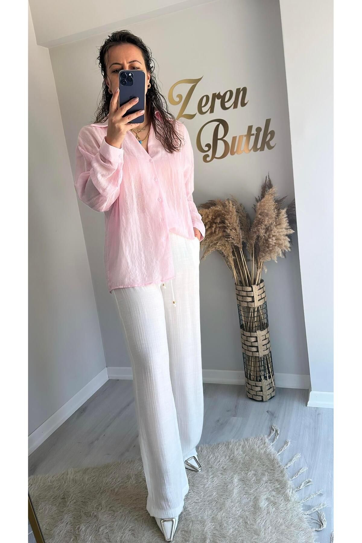Tarz Noktası BELİ LASTİKLİ BOL PAÇA DOKULU PANTOLON