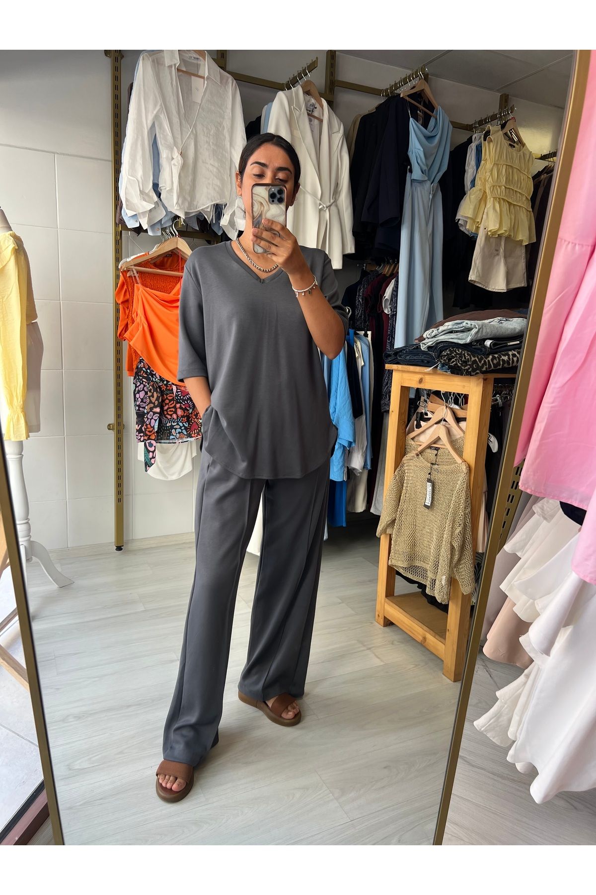 Butik Kısa kol füme eşofman ikili takım