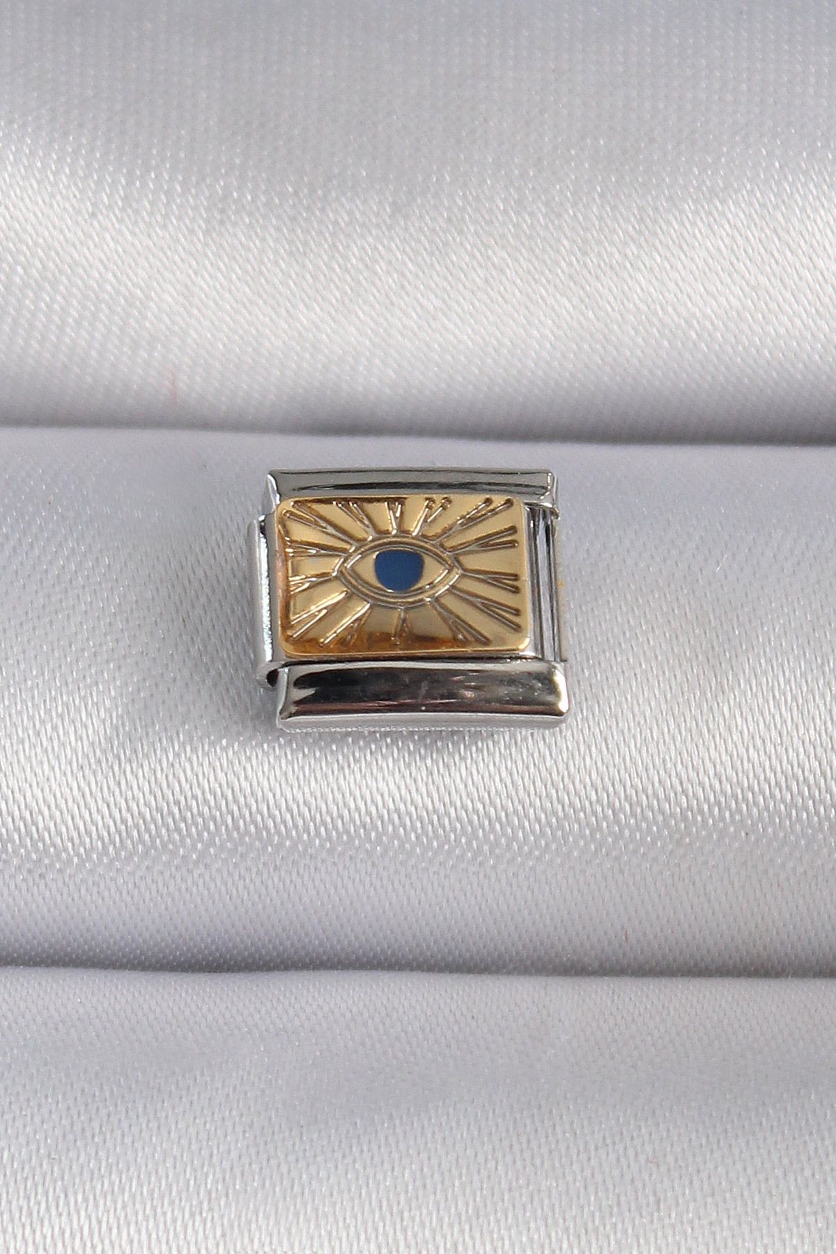 MR RZN STORE 316L Çelik Gümüş Renk Altın Göz İşlemeli Nomination Charm