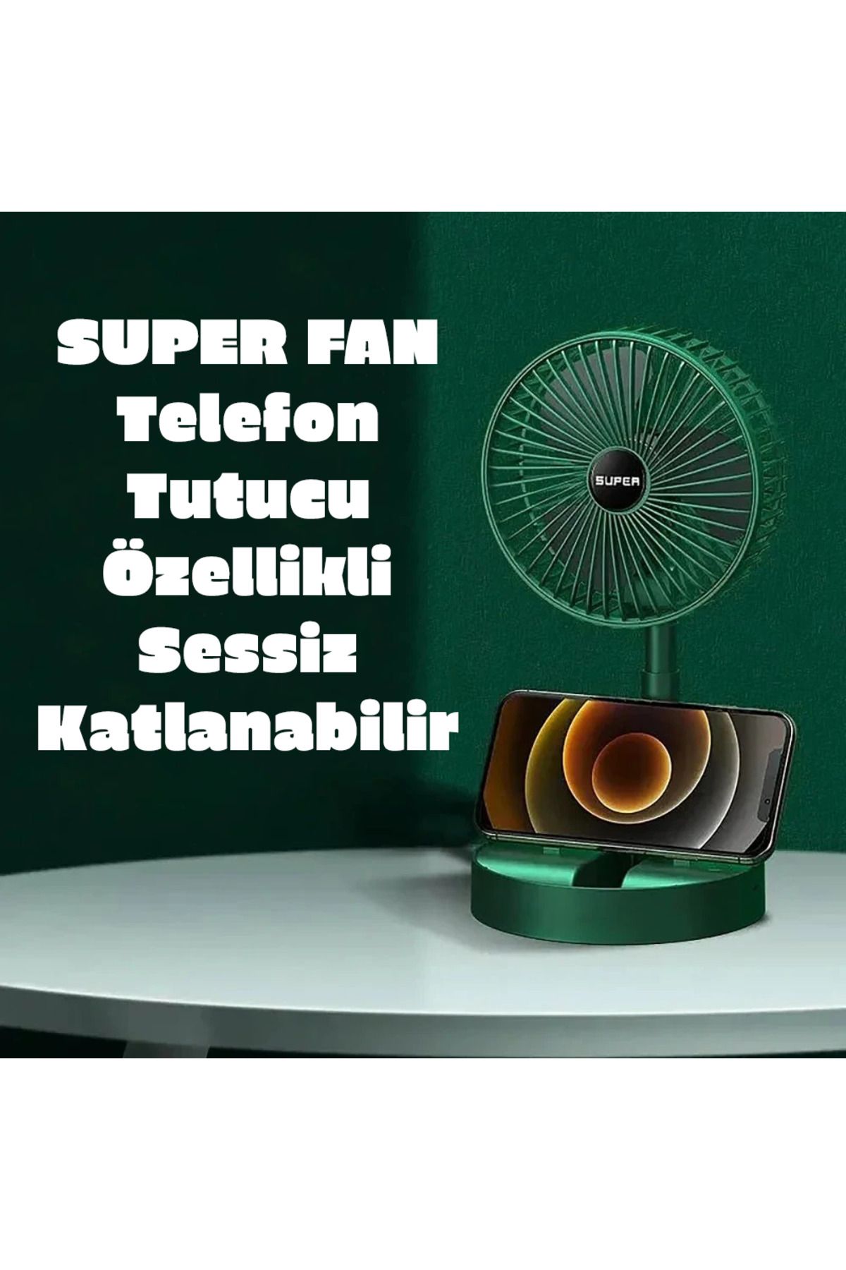 Di Aksesuar Kablolu Hava Serinletici Katlanabilir Fan Süper Sessiz Telefon Tutuculu Masa Fanı