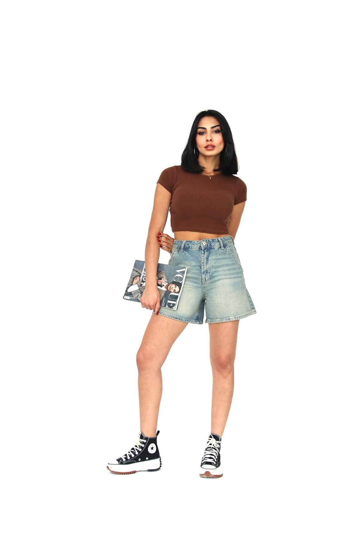 Zeo Basic-Tint Wash Denim Mini Shorts 4