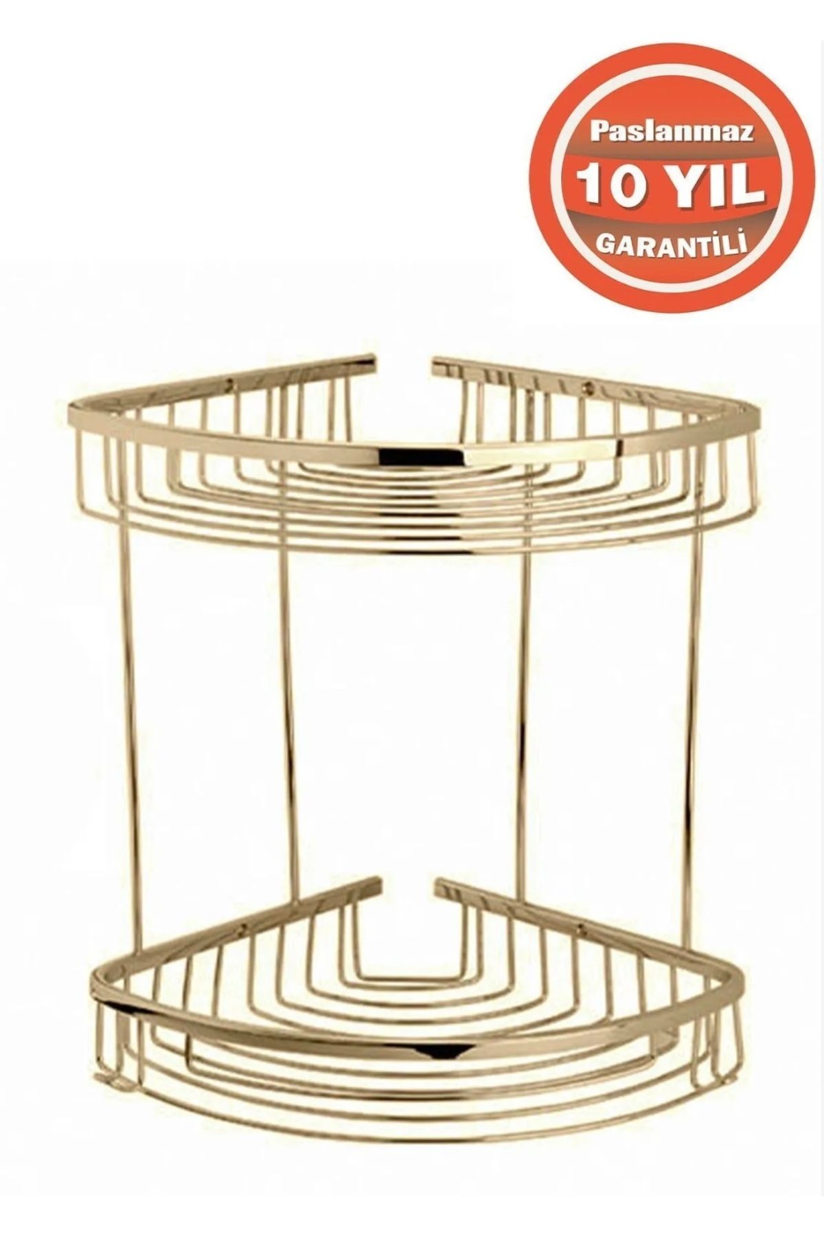 ÇELİK BANYO Paslanmaz Pirinç Destina 2'li 19x19 Cm Şampuanlık Banyo Rafı Altın Gold