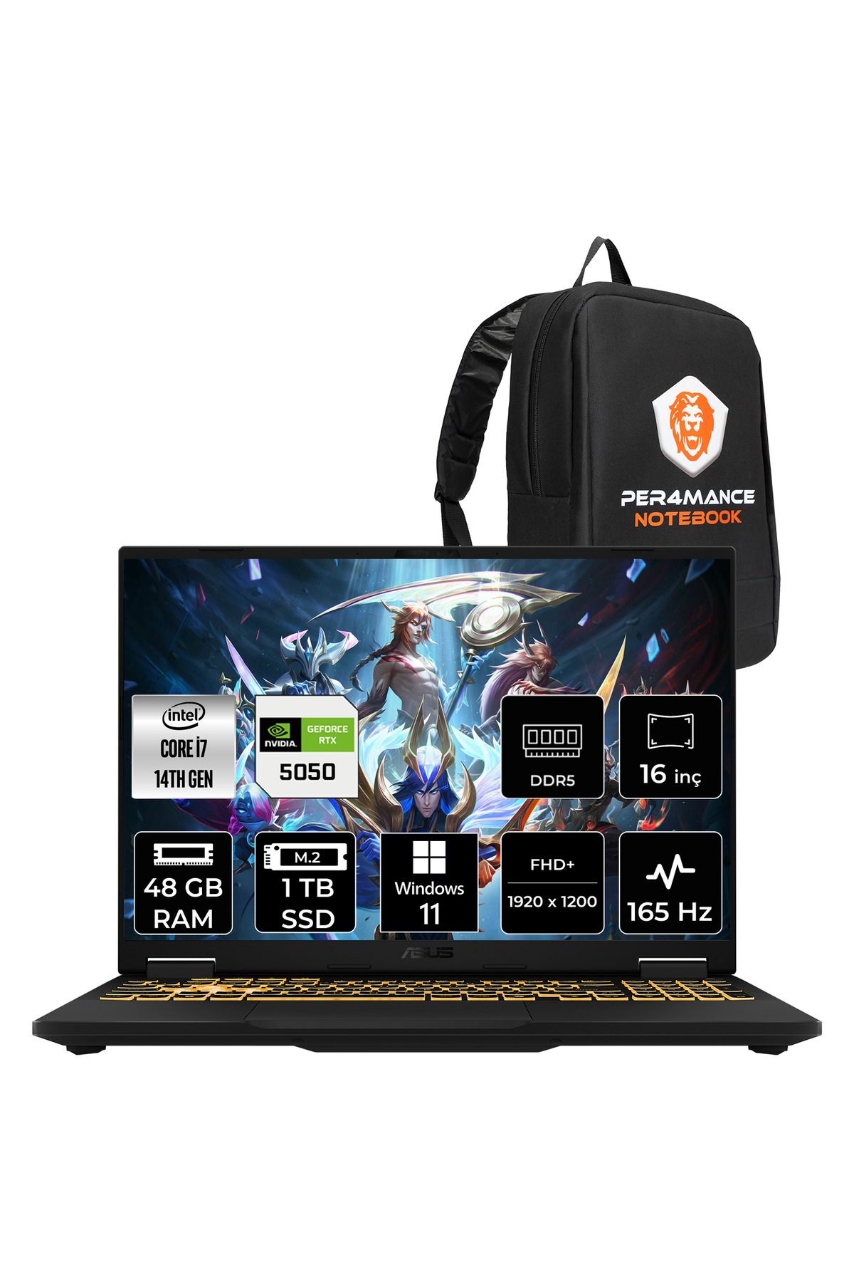 ASUS TUF F16 i7 14650HX 48GB 1TB SSD RTX5050/8GB 115W 165Hz 16'' WUXGA W11P Gaming Laptop FX608JHR