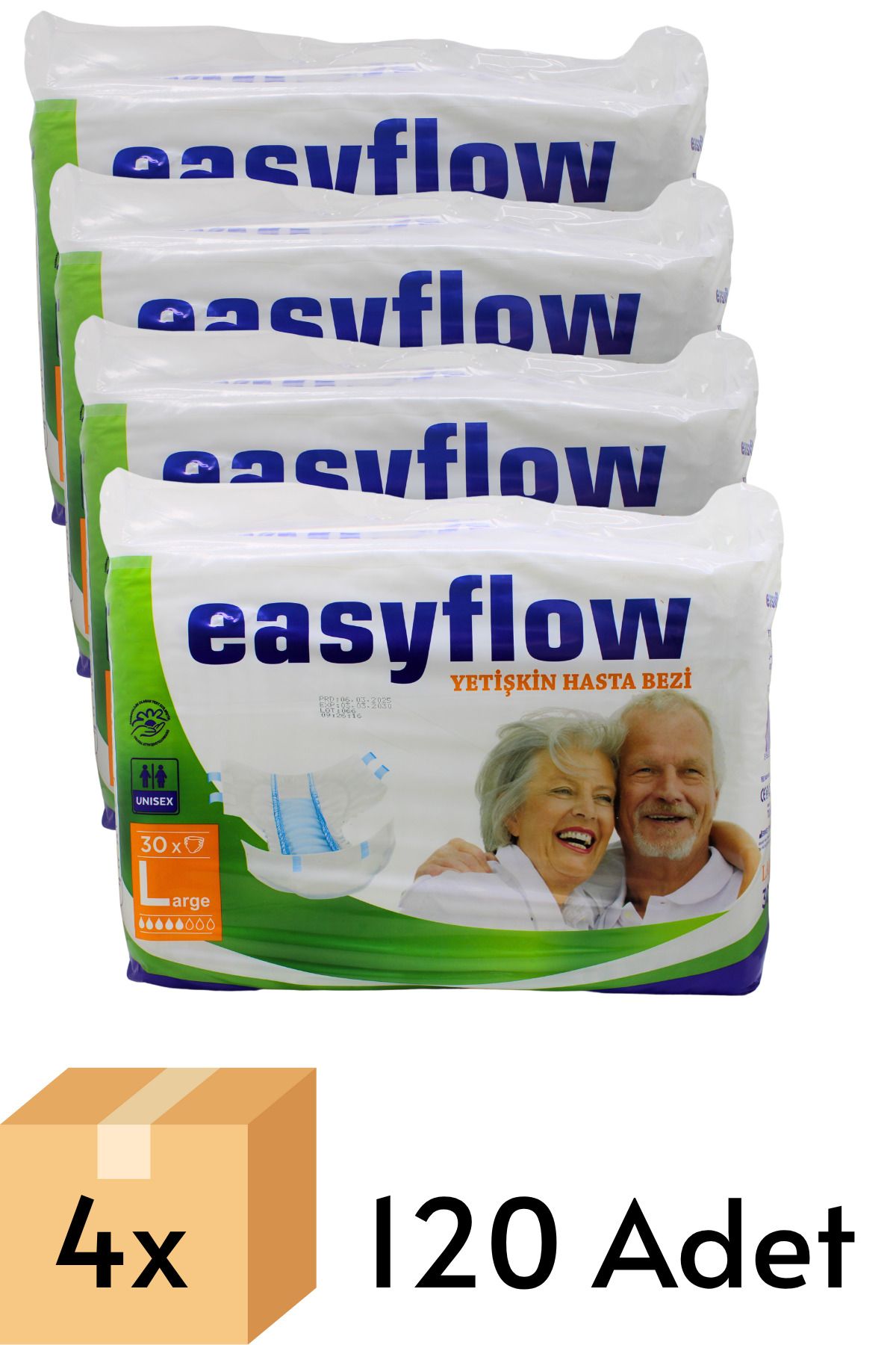 Easyflow Bel Bantlı Yetişkin Hasta Bezi Large 4 x 30 Adet (120’li Paket)