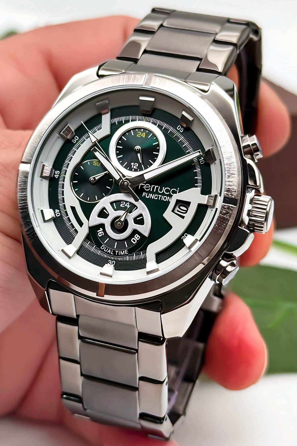 Ferrucci Function Erkek Kol Saati Çelik Kasa & Çelik Kordon Füme Zmfer185