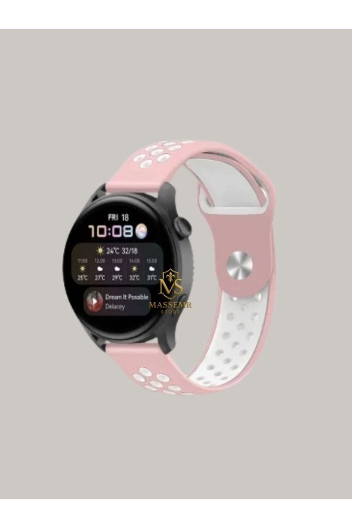 Massemr samsung Galaxy Watch 4 44mm Uyumlu Spor Tasarım 22mm Delikli Silikon Kordon