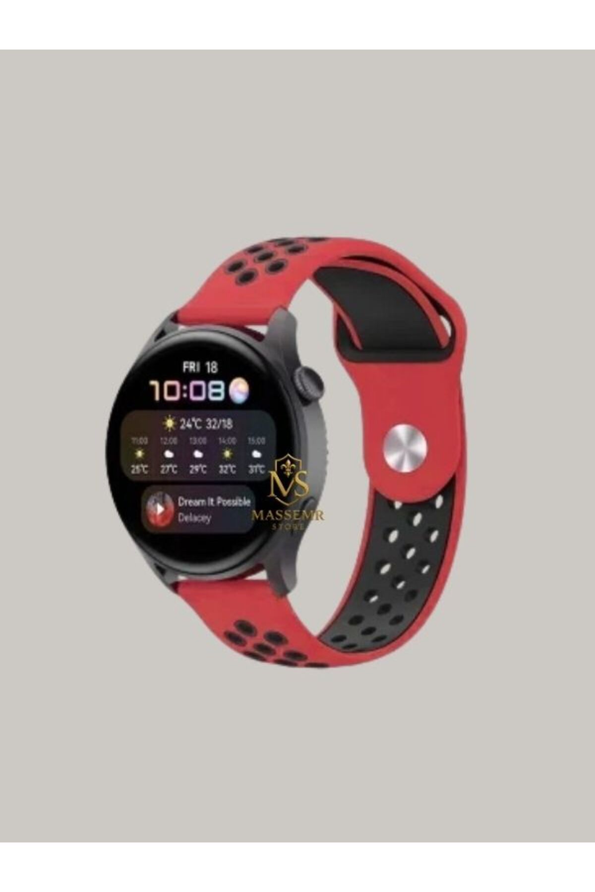 Massemr samsung Galaxy Watch 4 44mm Uyumlu Spor Tasarım 22mm Delikli Silikon Kordon