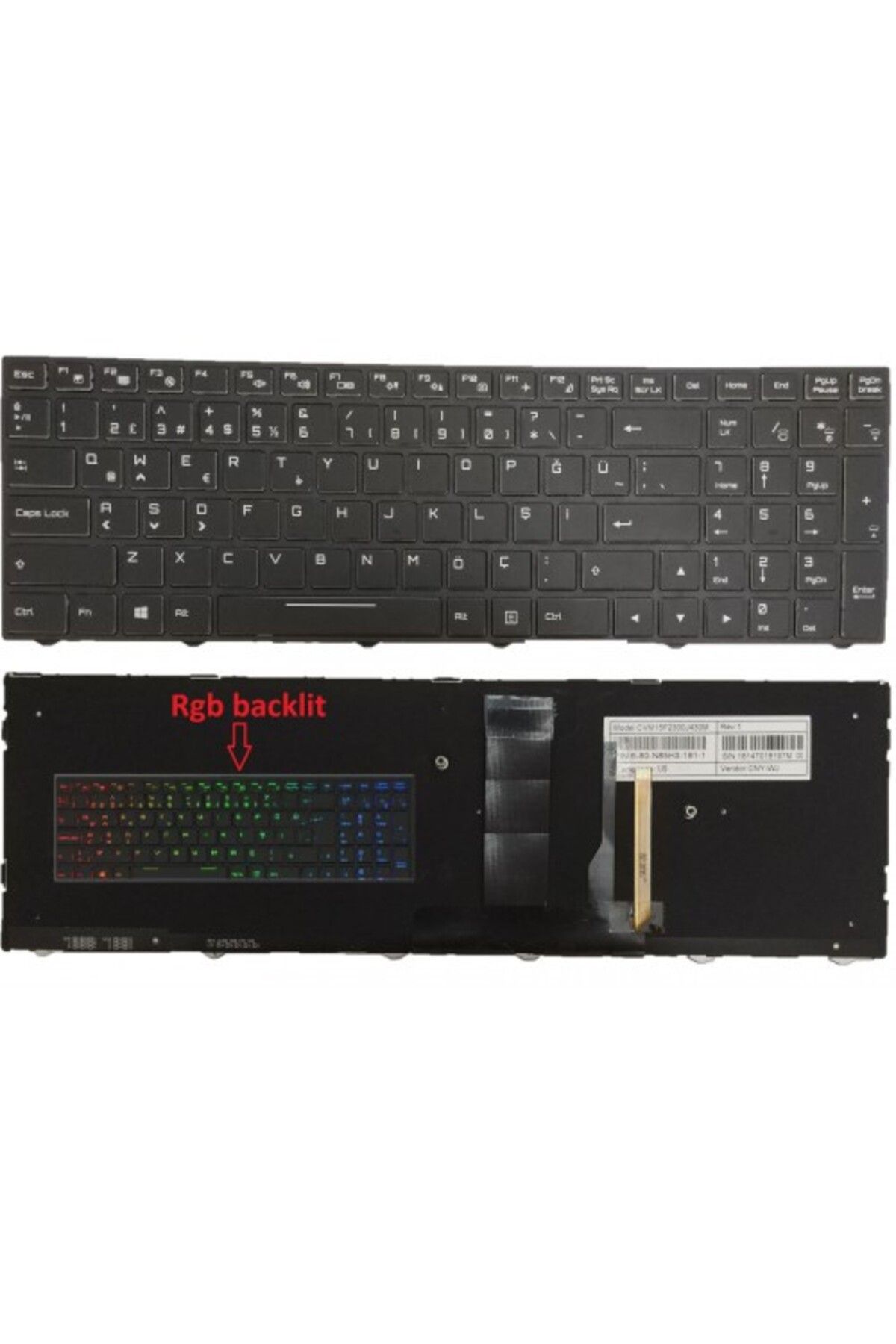 NION Monster N870HC N871EK P955HP Notebook Klavye (Siyah RGB Aydınlatmalı TR)