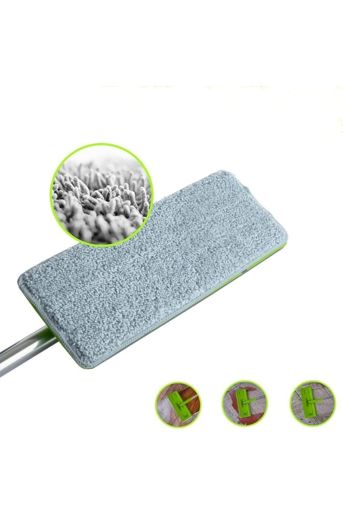 Easy Gleam-Set mop și găleată, mop plat, mâner din oțel inoxidabil, găleată cu două compartimente pentru utilizare umedă și uscată, 1 buc. de rezervă 3