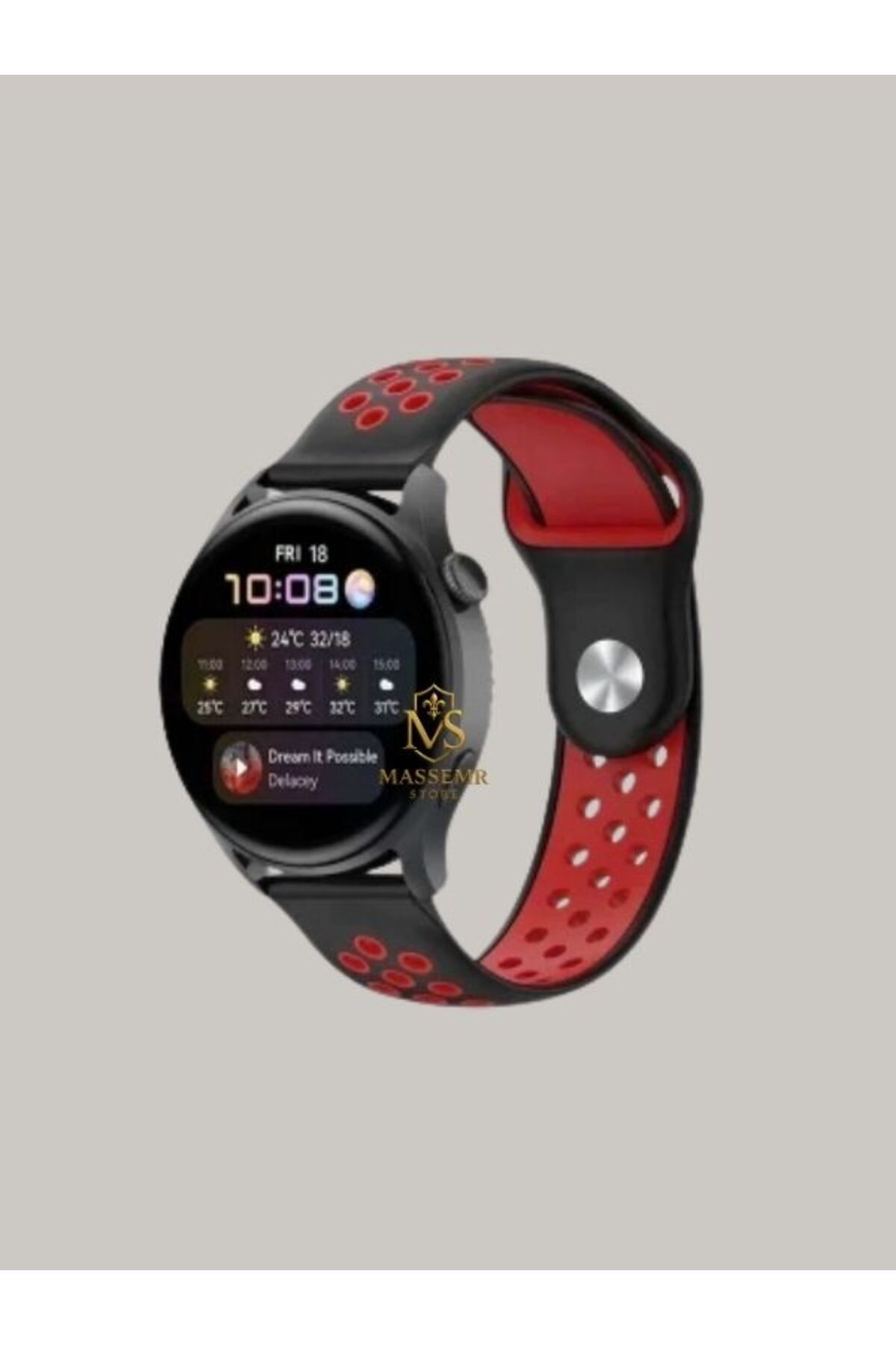 Massemr samsung Galaxy Watch 4 44mm Uyumlu Spor Tasarım 22mm Delikli Silikon Kordon