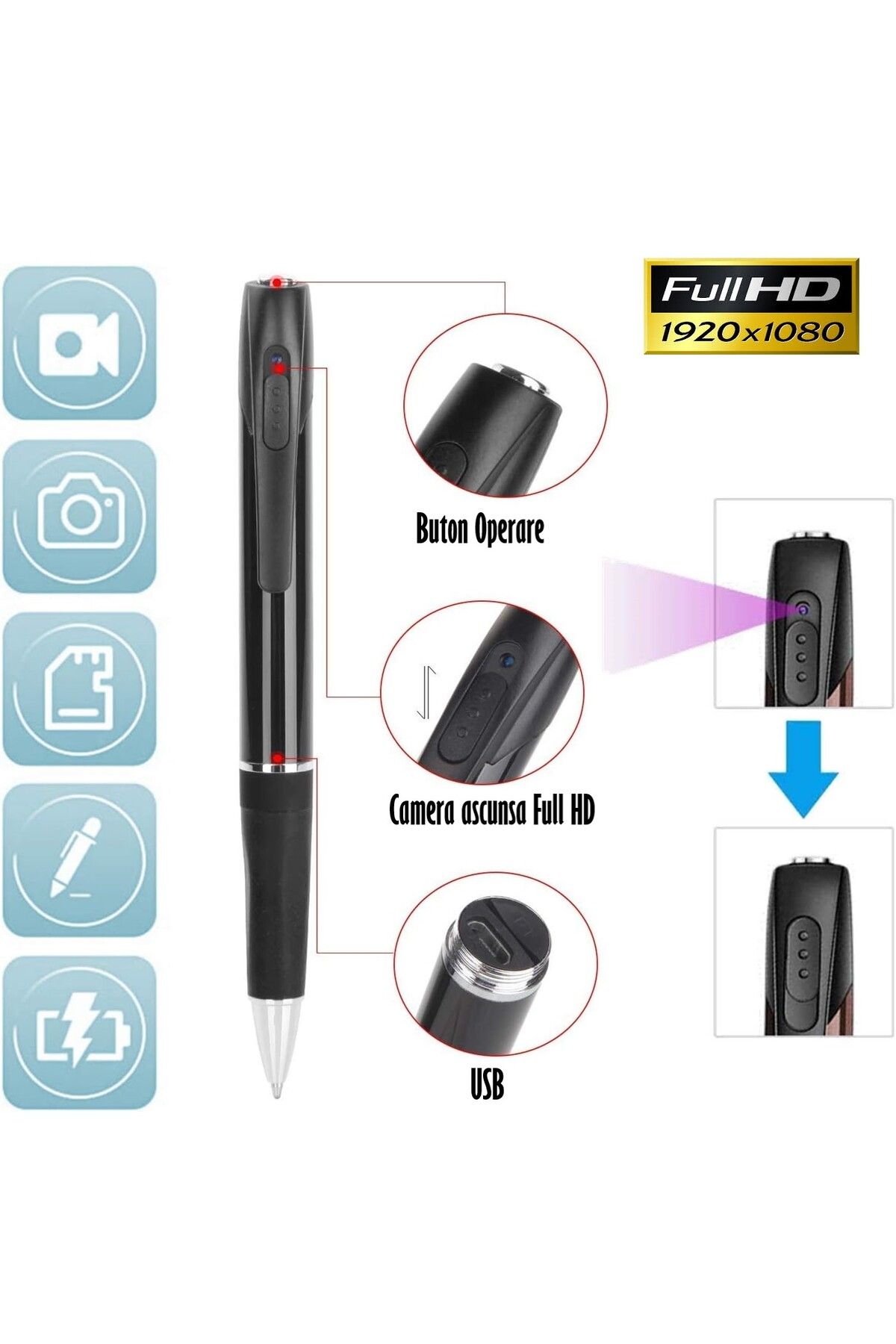 REVOSE-Spy Pen with 1080 Full HD Camera and Microphone, Recording, Photo, Spy Device with Hidden Camera 11