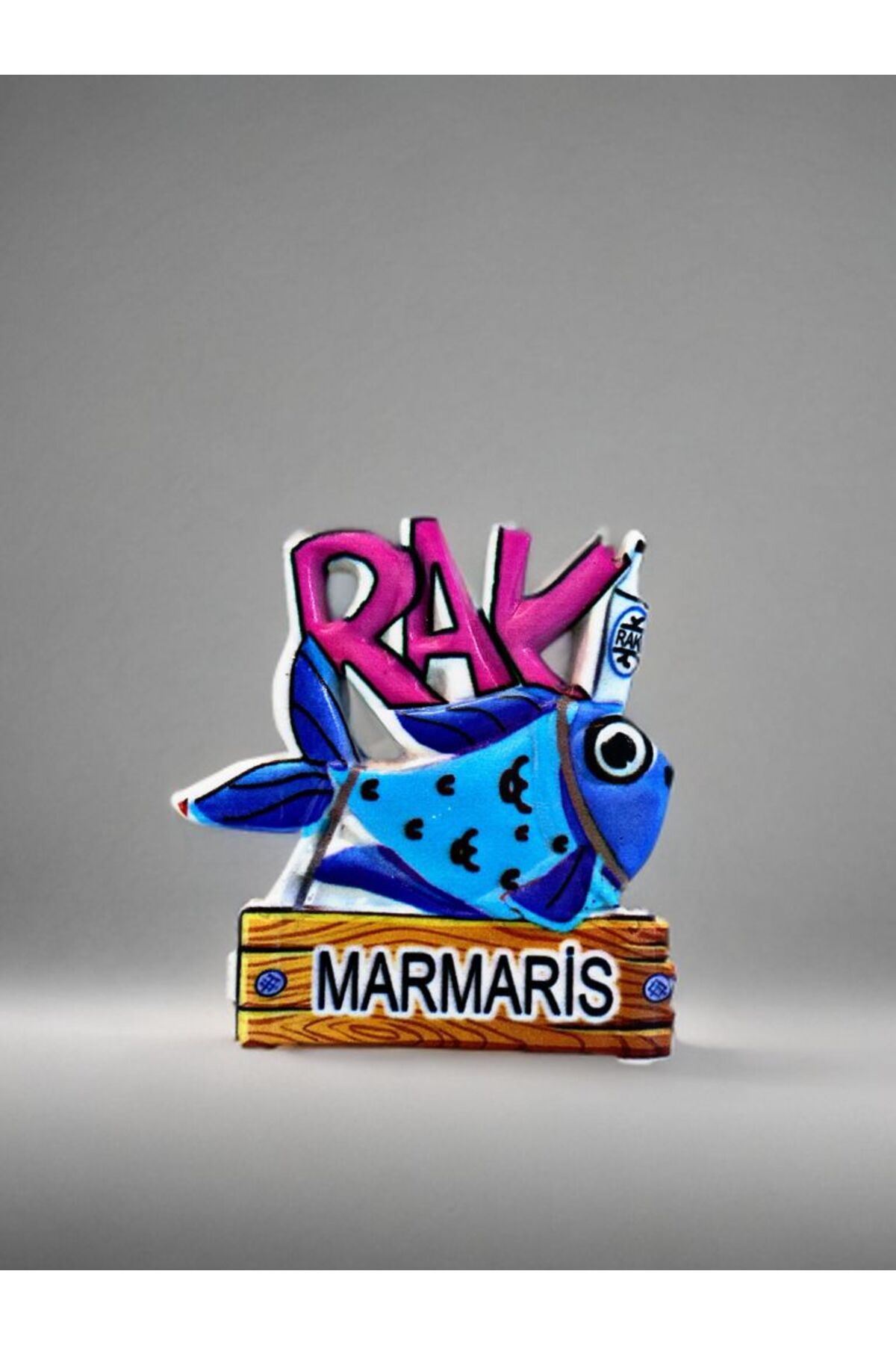Home Rakı Balık Marmaris Yazılı Polyester Magnet. 5,5 cm x 6,5 cm ebat.