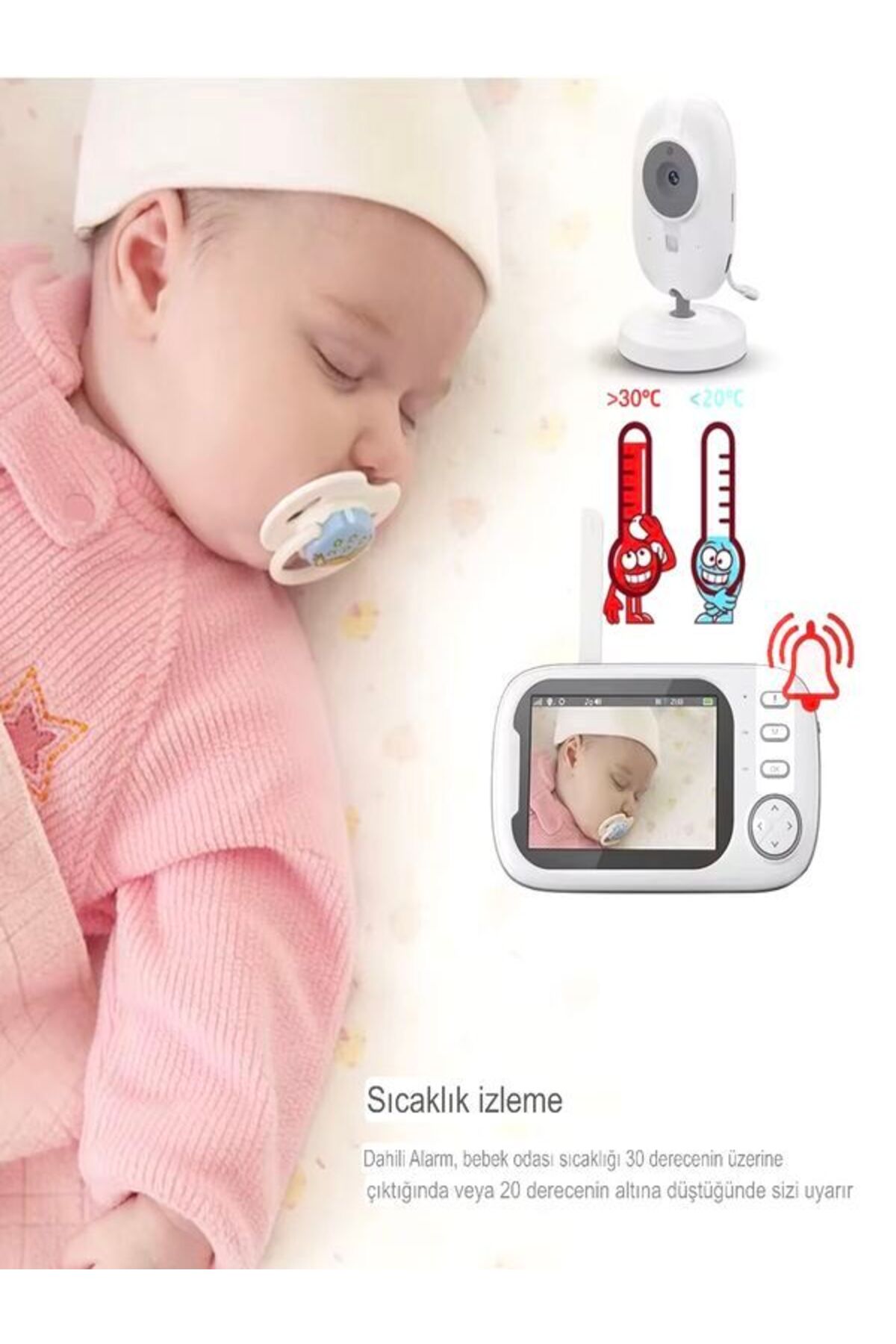DEANB 2.4Ghz Monitörlü Akıllı Bebek Kamerası – Full HD Smart IP Telsiz Güvenlik Kamerası ve Monitör fotoğrafı 4 (önizleme)