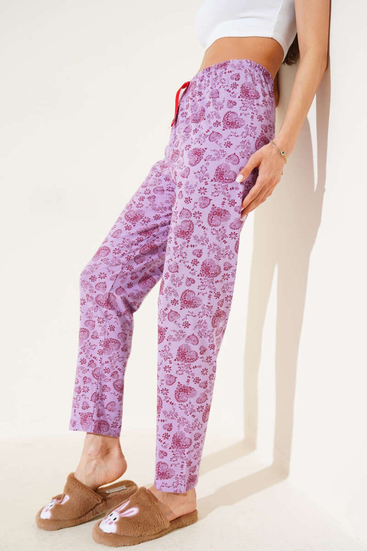 murat tekstil Kalp Motifli Pijama - Desenli Pijama