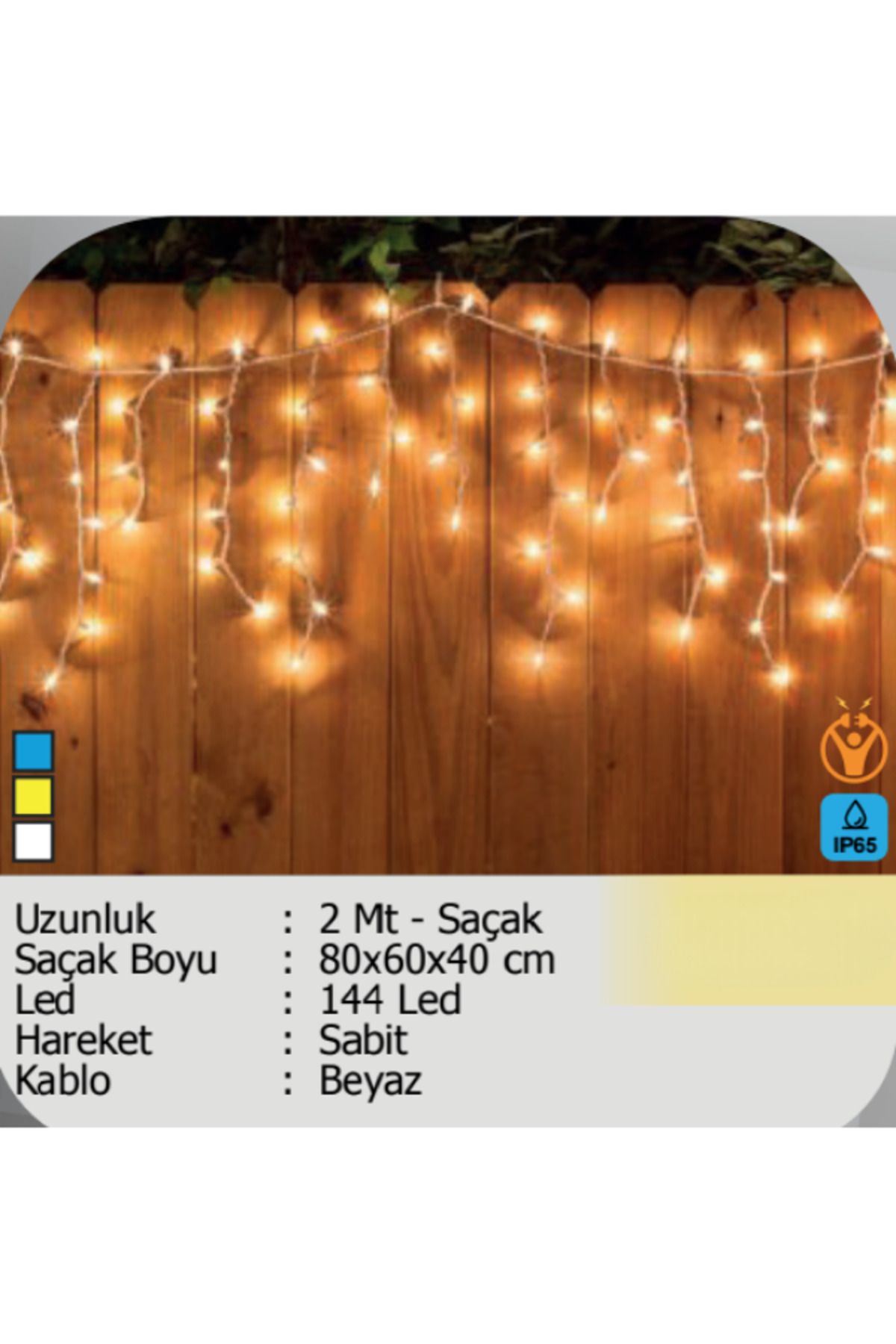ELKHOUSE ElektrikHouse LED Peri Işığı 144 LED Sabit 80x60x40 cm Beyaz 2 metre