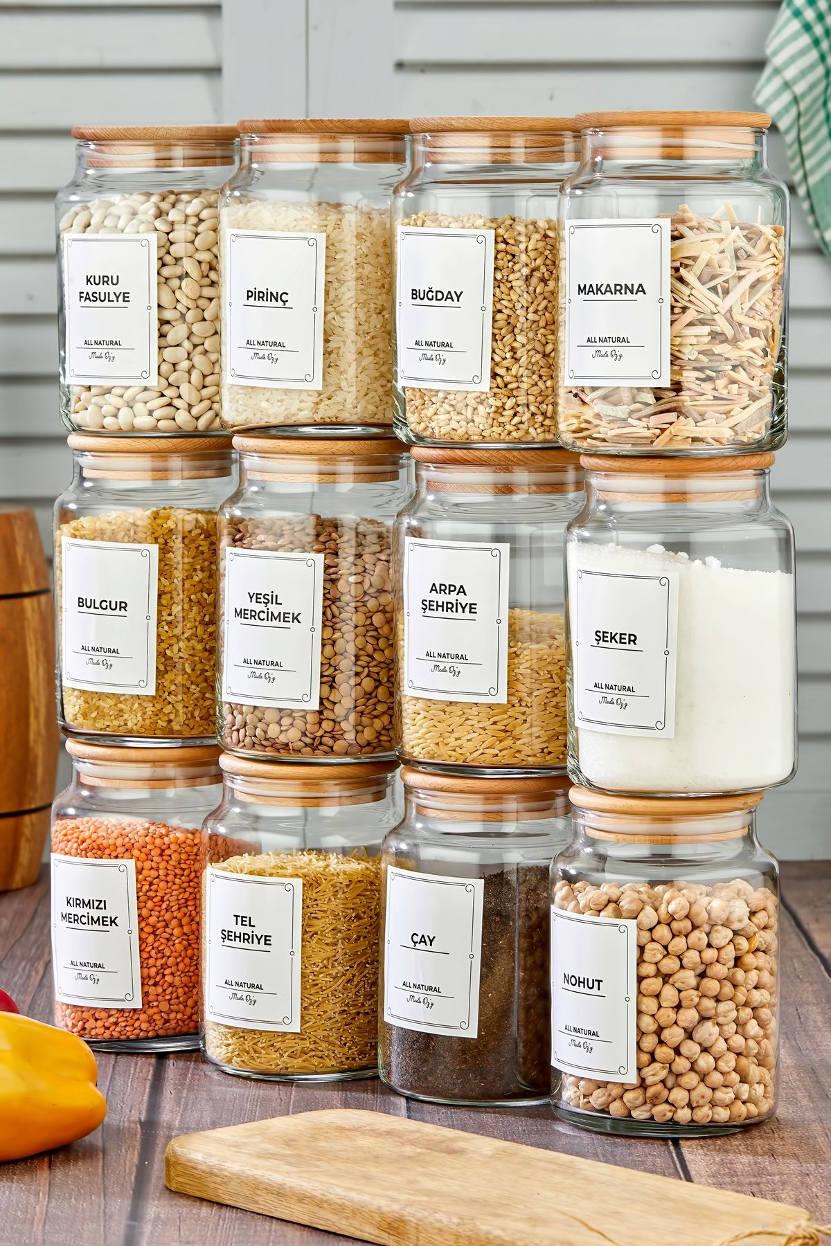 MODA OZY-Labeled, 12-Piece Vacuum Lid 900ml Jar Set / Pulses Set 6