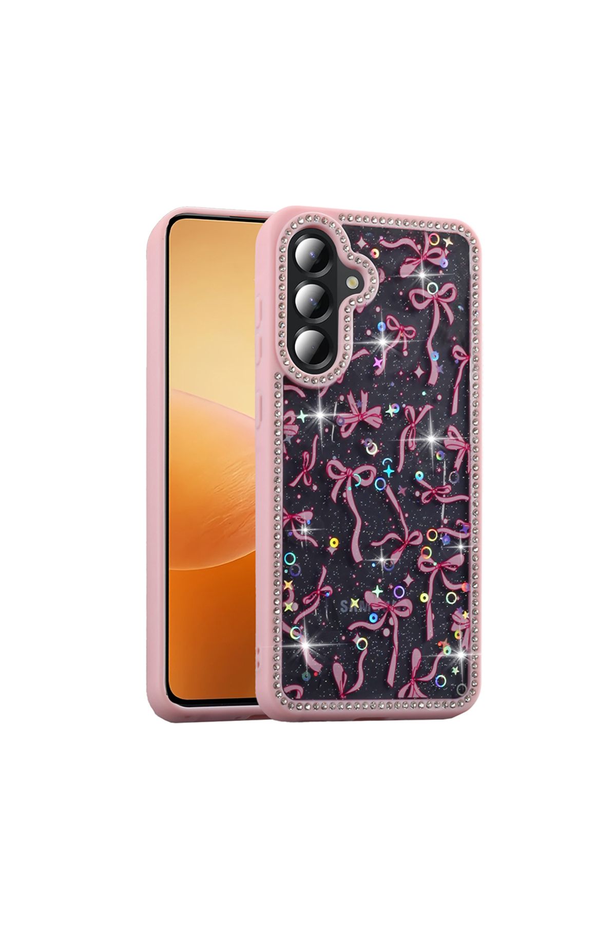 Teleplus Samsung Galaxy A56 5G Kılıf Azra Taşlı Simli Kapak