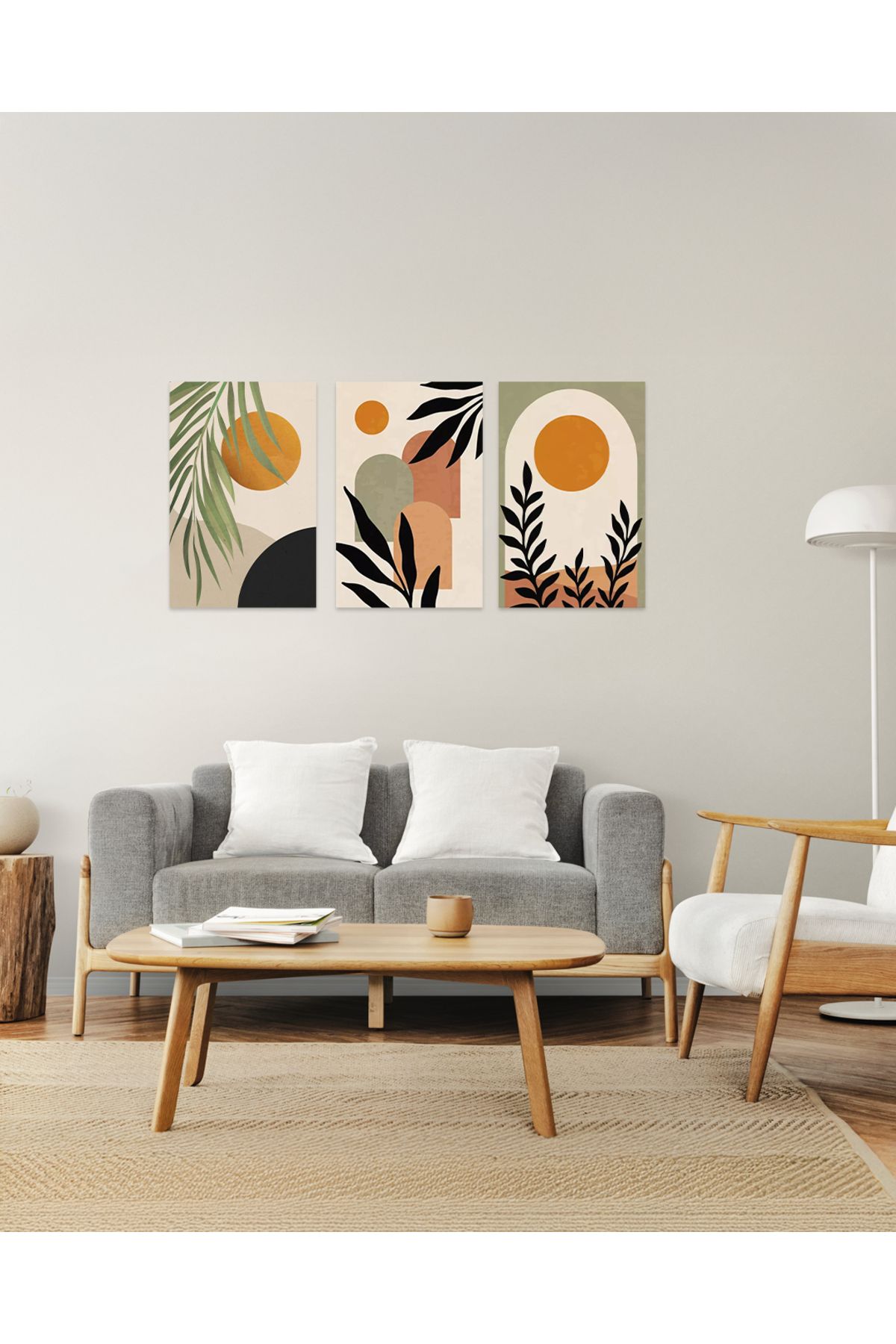 ea artworks 3'lü Bohem Tablo Ev Dekorasyon Salon Tablosu Kanvas Tablo