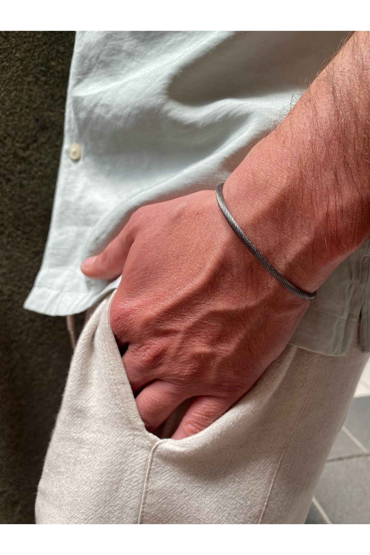 Furtek Aksesuar Unisex İnce Burgu Çelik Bileklik Siyah Kaplama Hediyelik